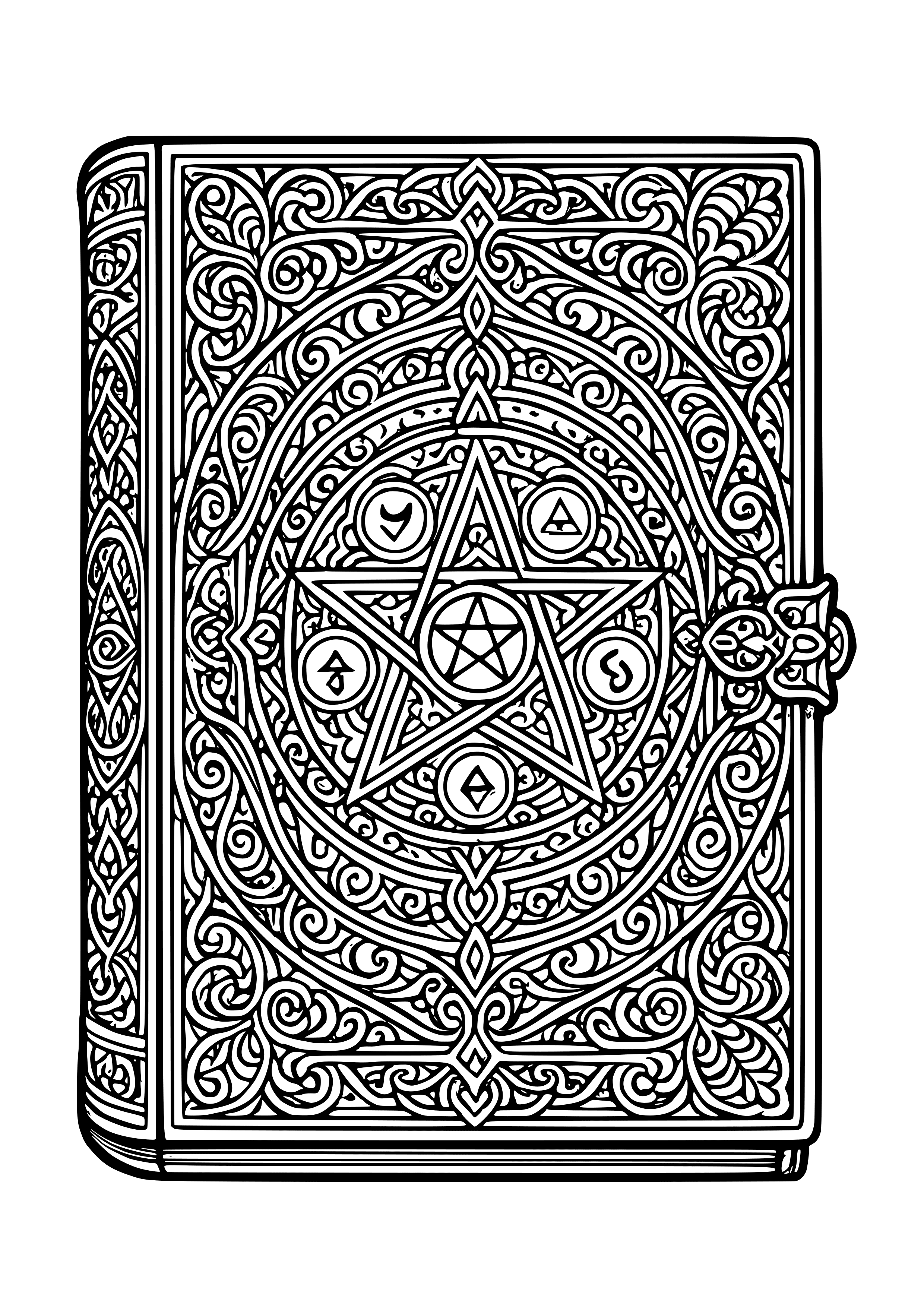 Mysterious Book of Spells with Arcane Symbols Coloring Page