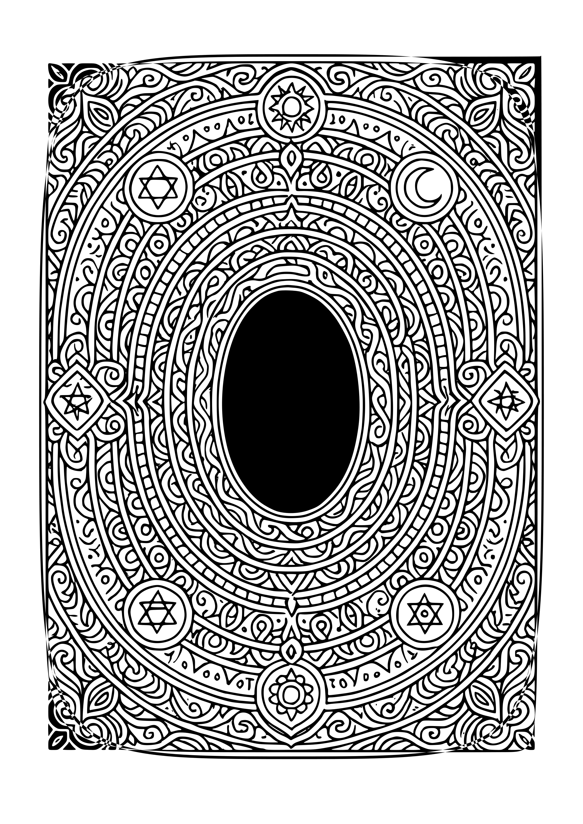 Mystical Portal Surrounded by Symbols Coloring Page