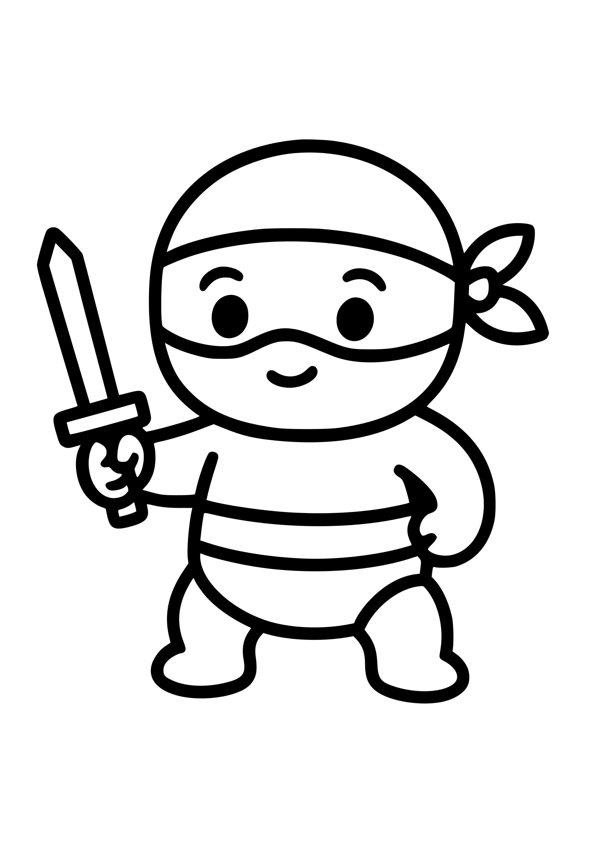 Ninja Baby with a Toy Sword Coloring Page