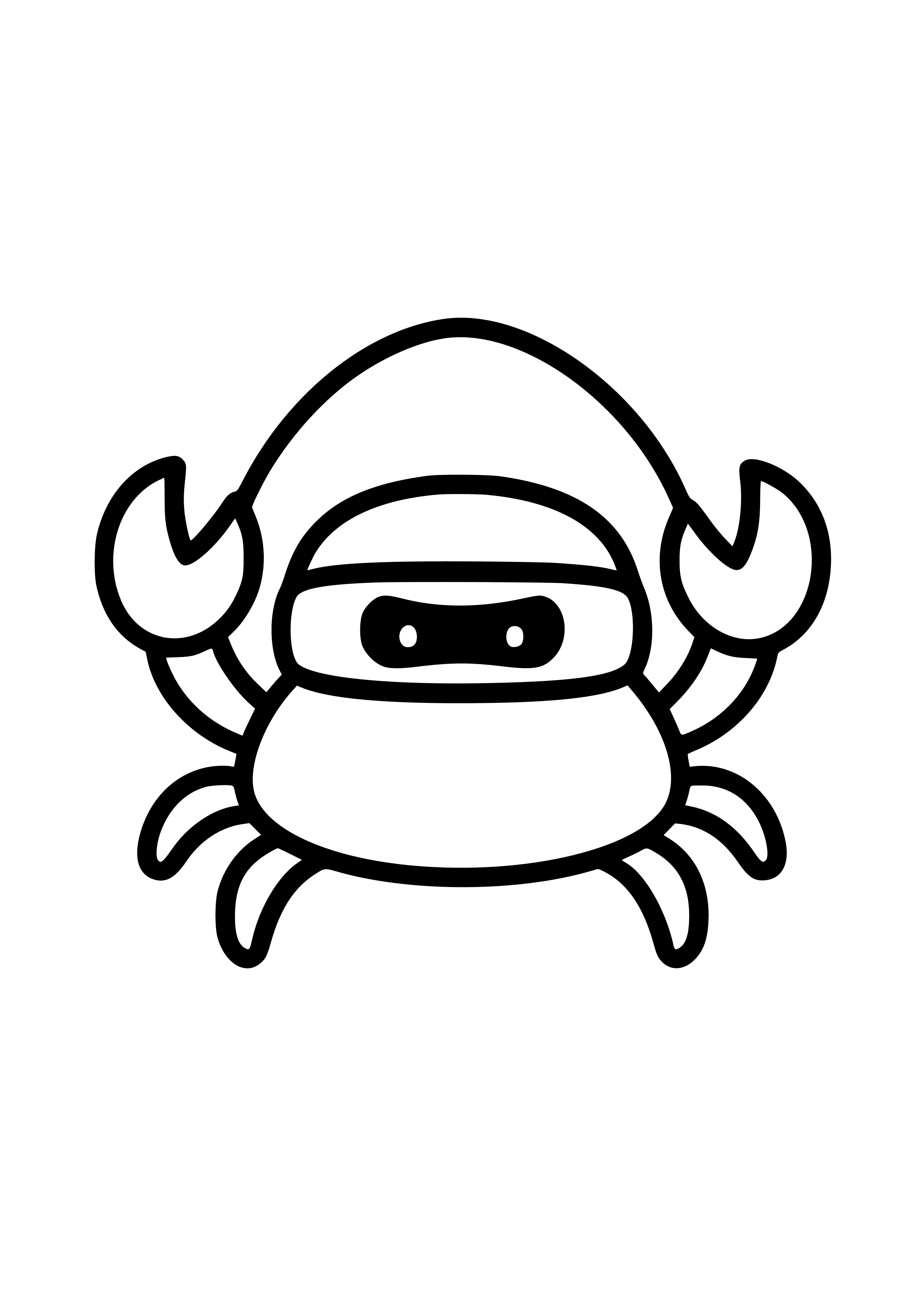 Ninja Crab with a Shell Coloring Page