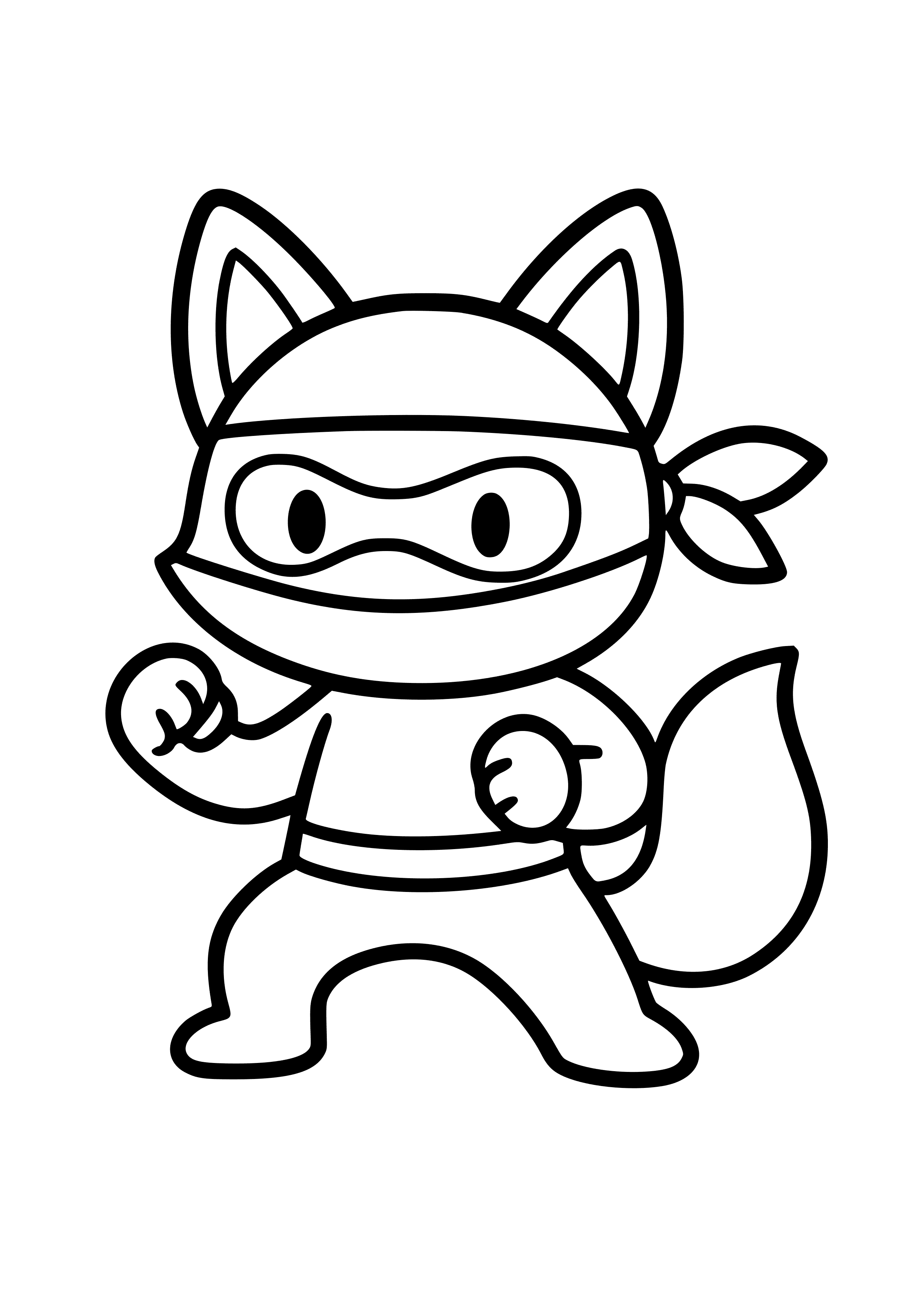 Ninja Fox with a Mask Coloring Page