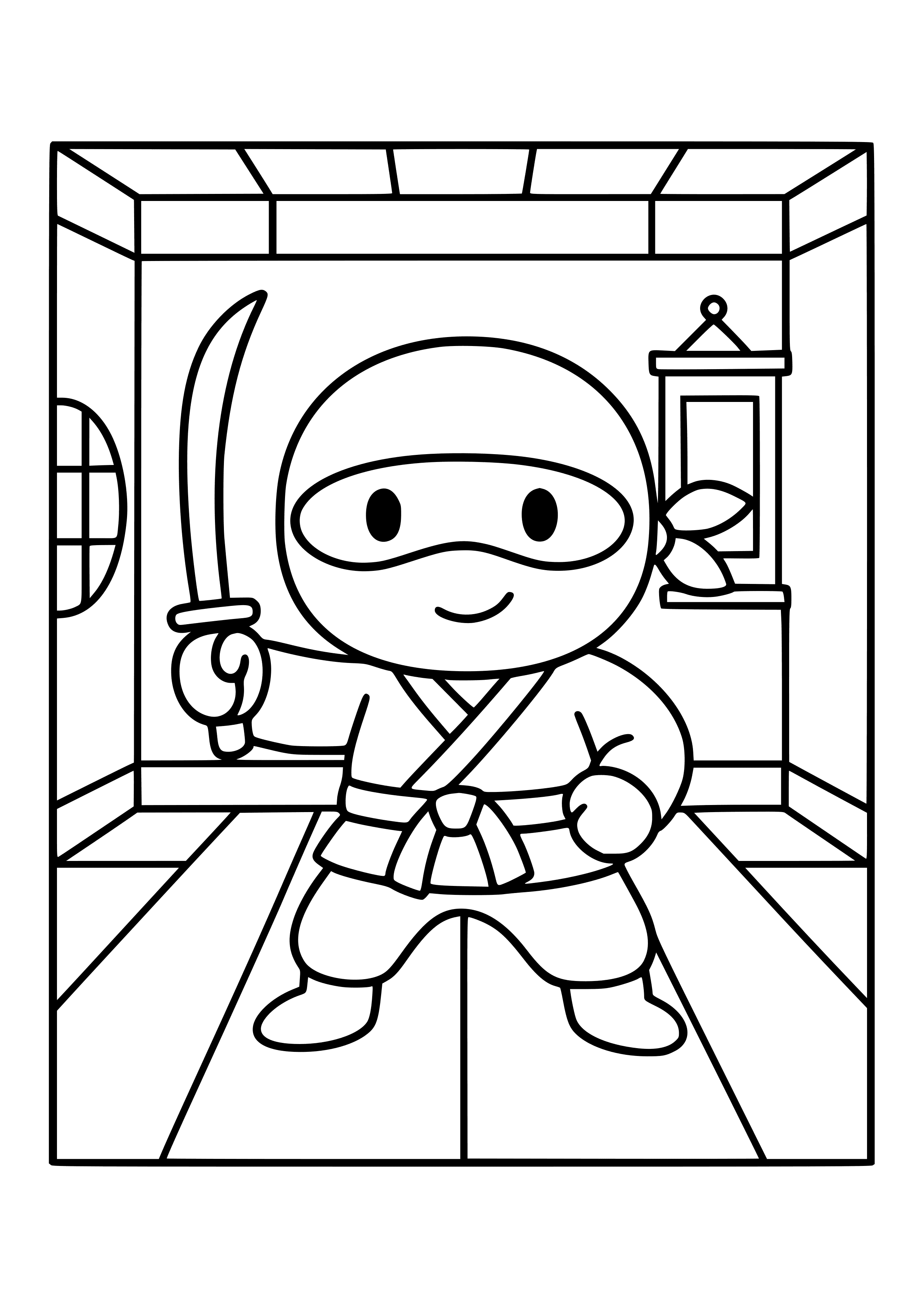 Ninja in a Dojo Coloring Page