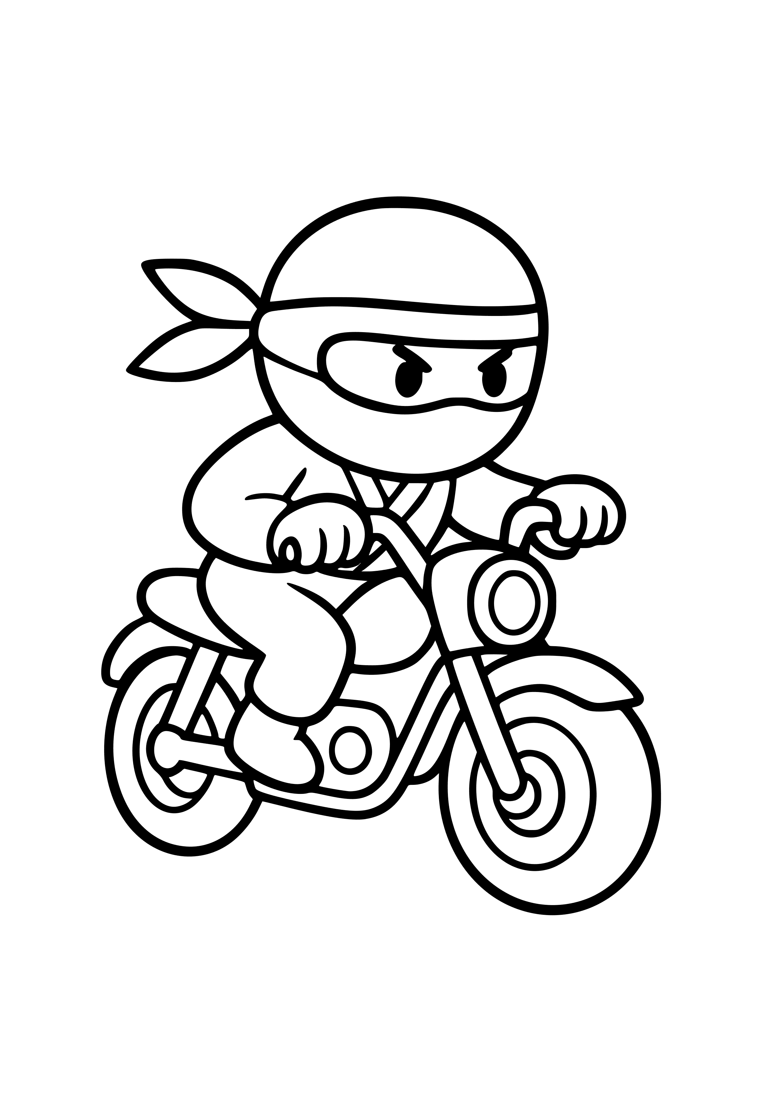 Ninja on a Motorcycle Coloring Page
