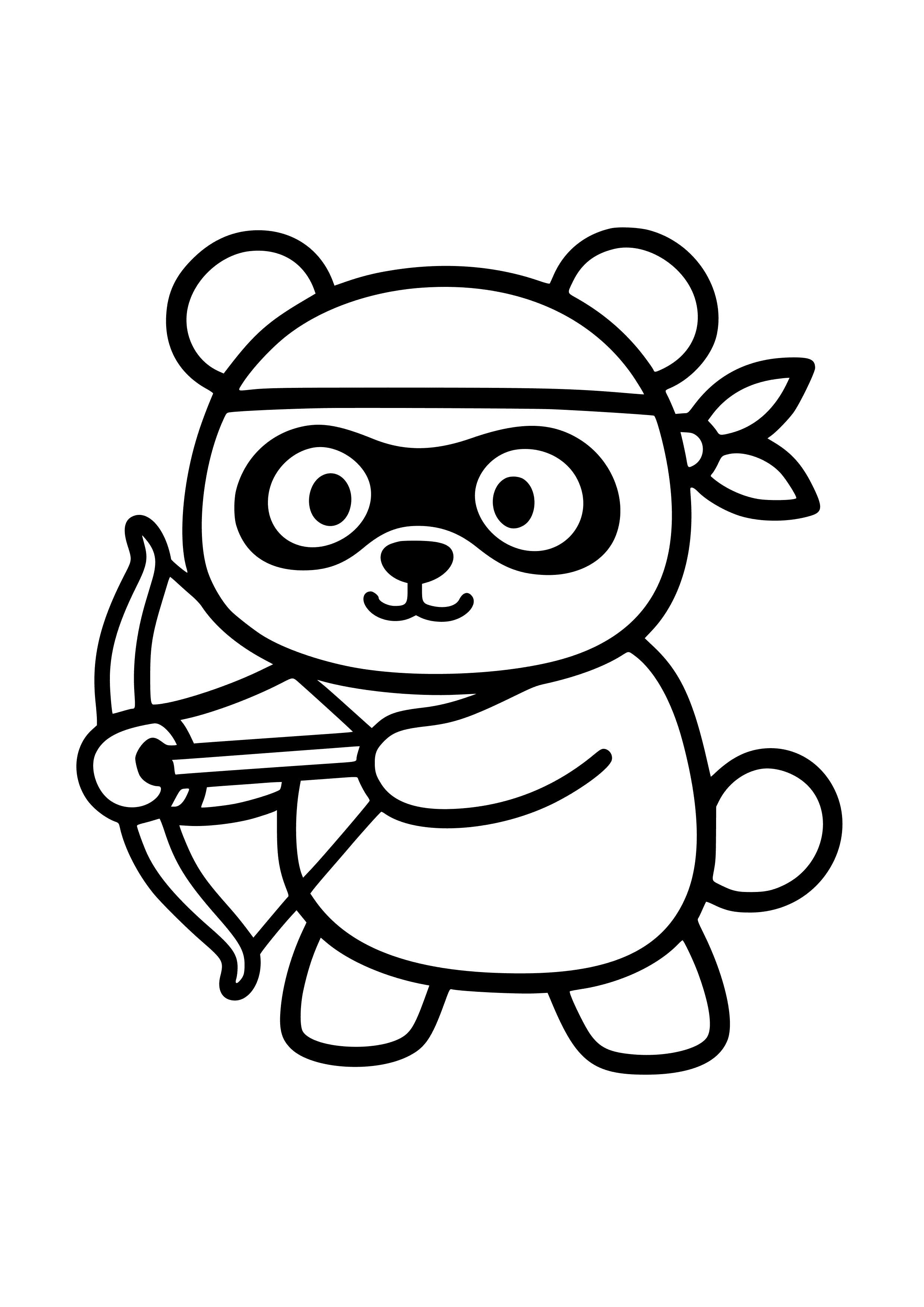 Ninja Panda with a Bow Coloring Page