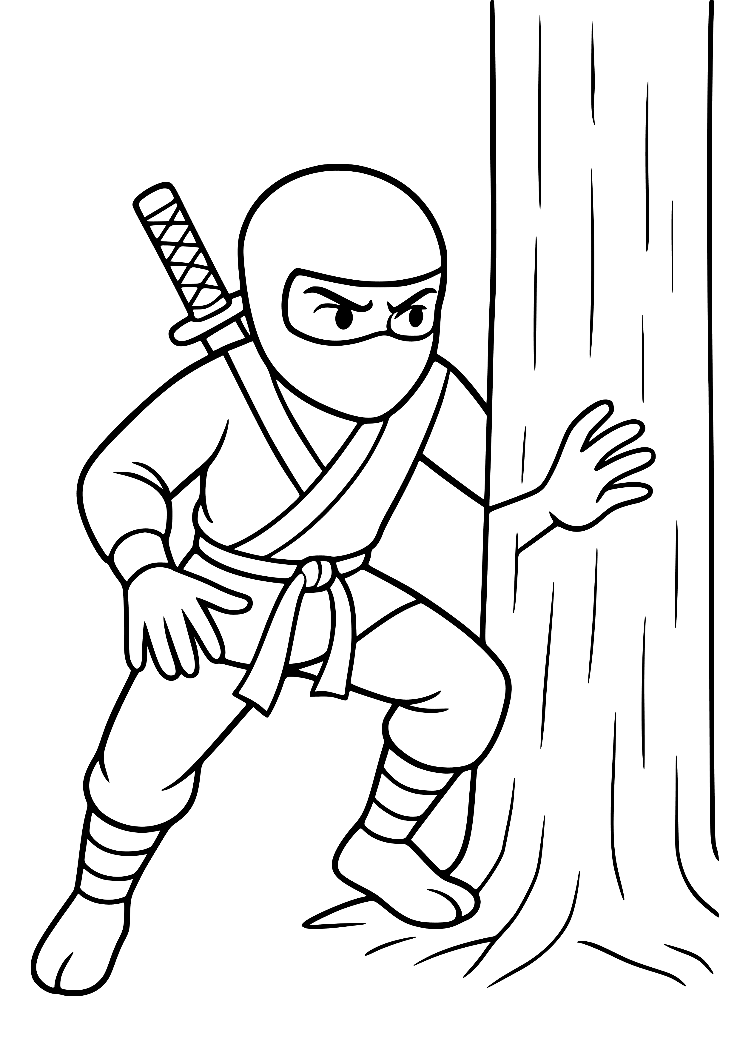 Ninja Practicing Stealth Coloring Page