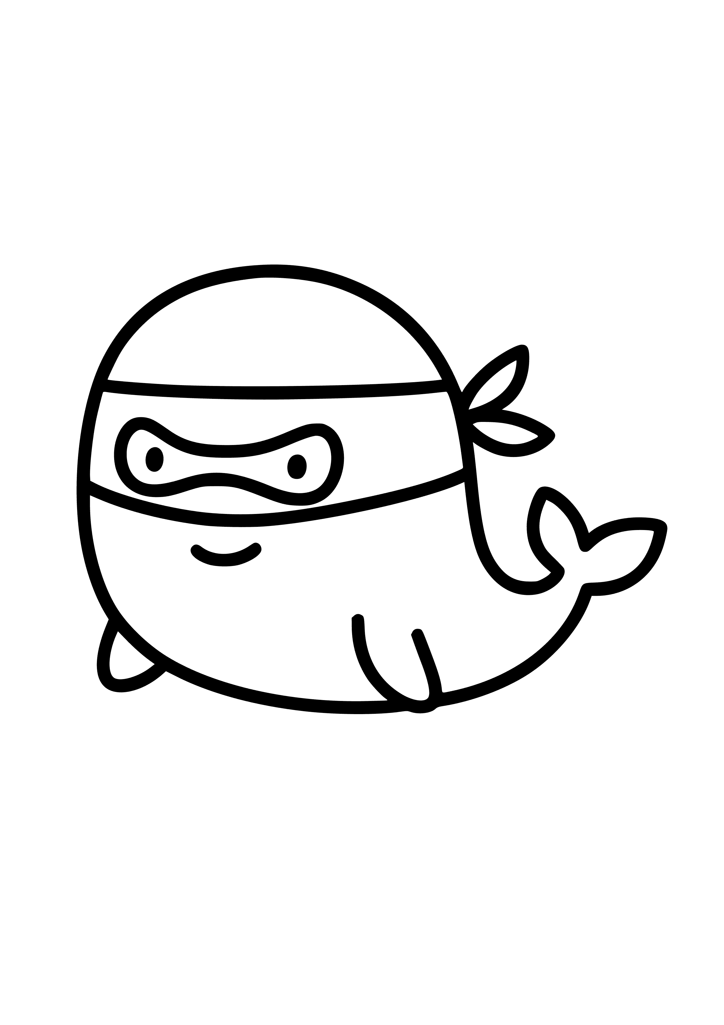 Ninja Whale with a Mask Coloring Page