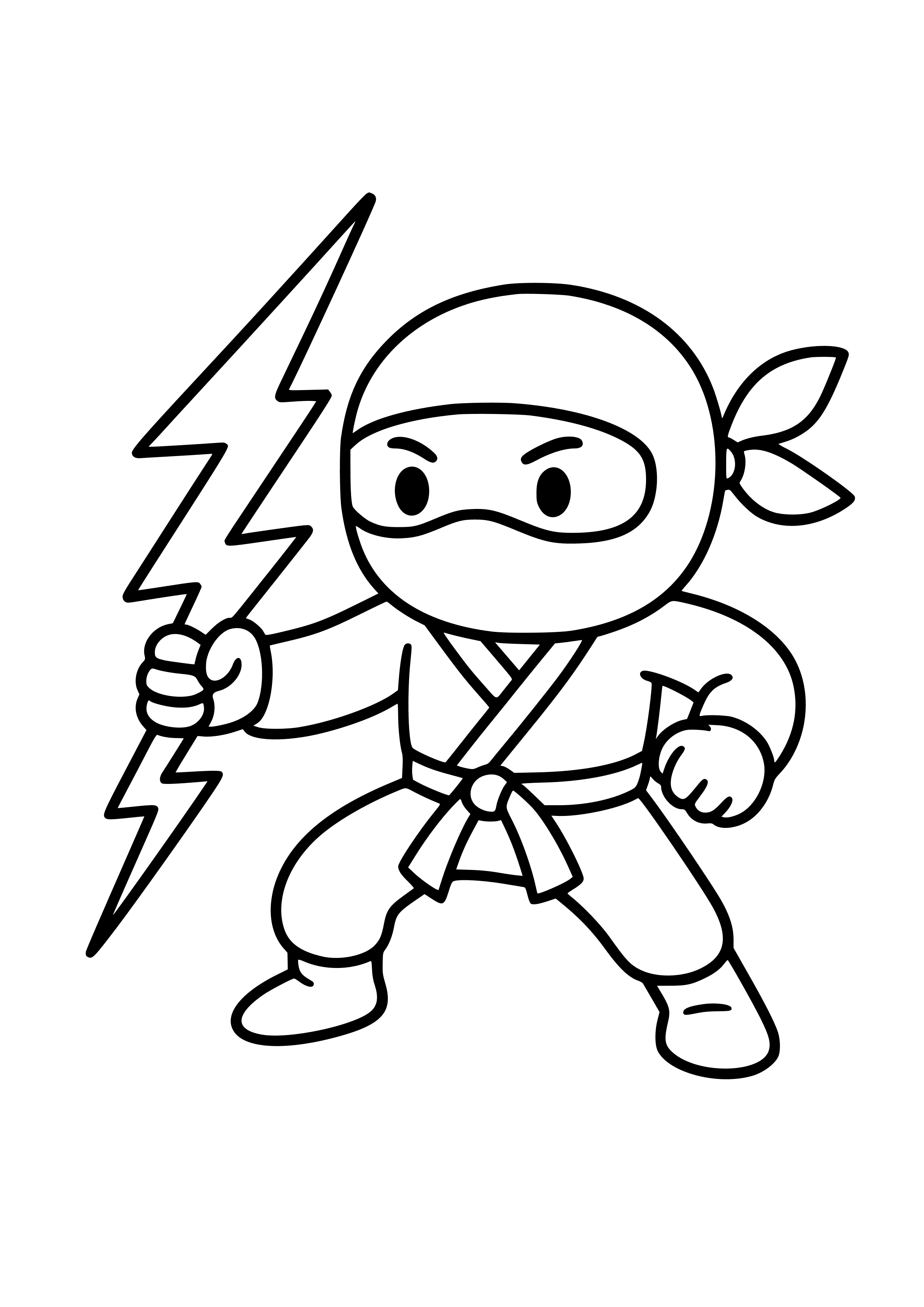 Ninja with a Lightning Bolt Coloring Page