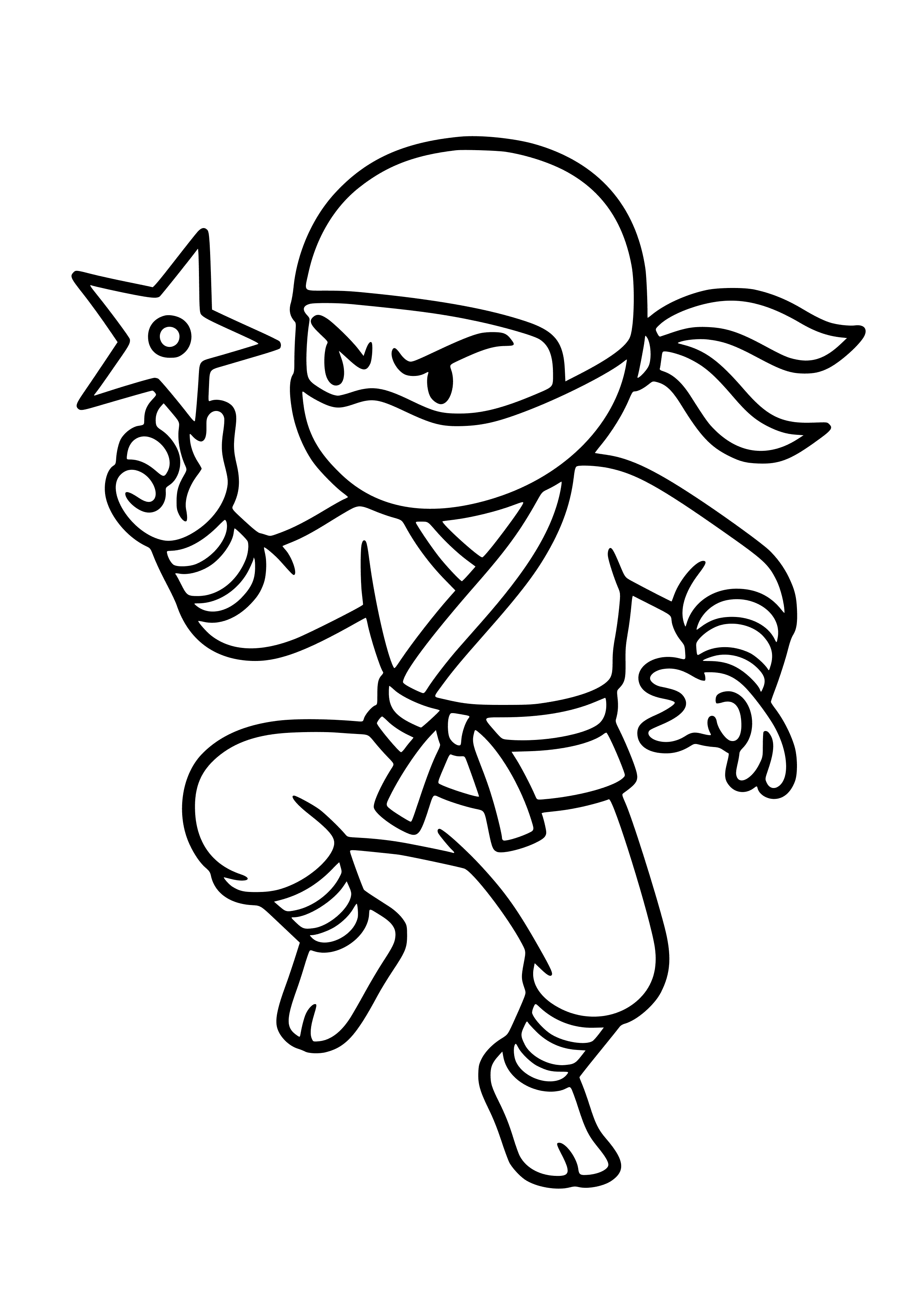 Ninja with a Throwing Star Coloring Page