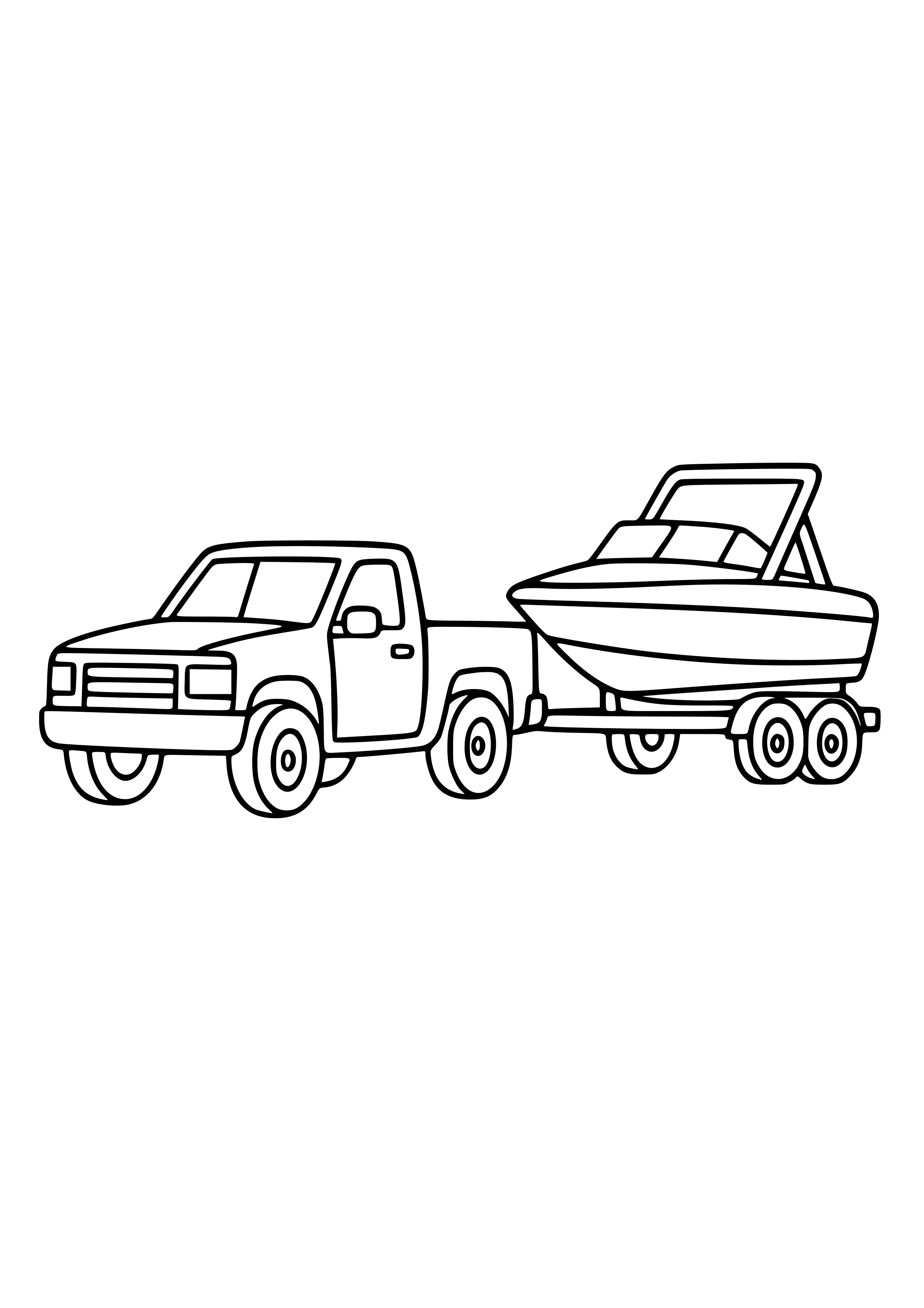 Pick-up Truck with a Boat Trailer Coloring Page