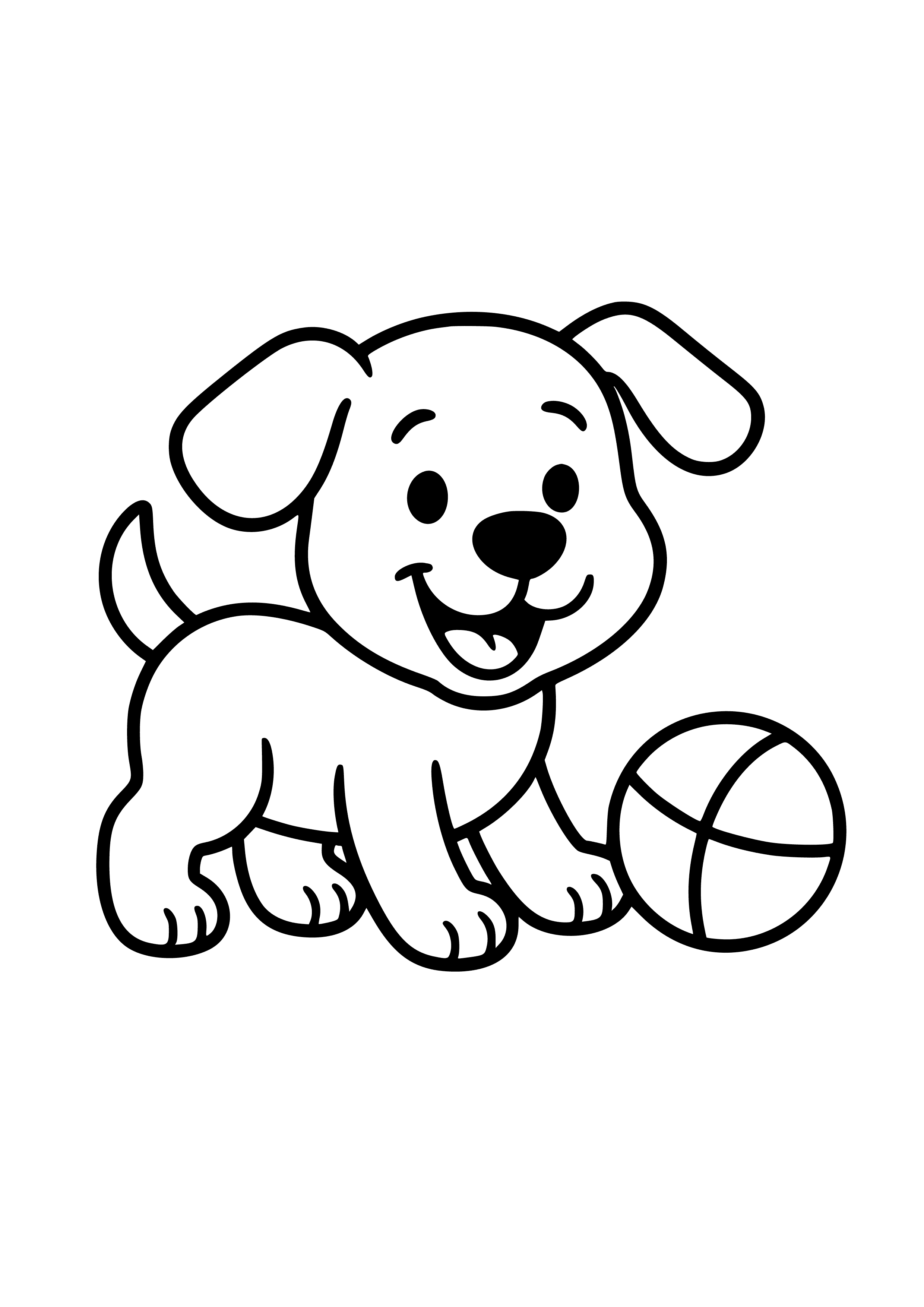 Playful Puppy with a Ball Coloring Page
