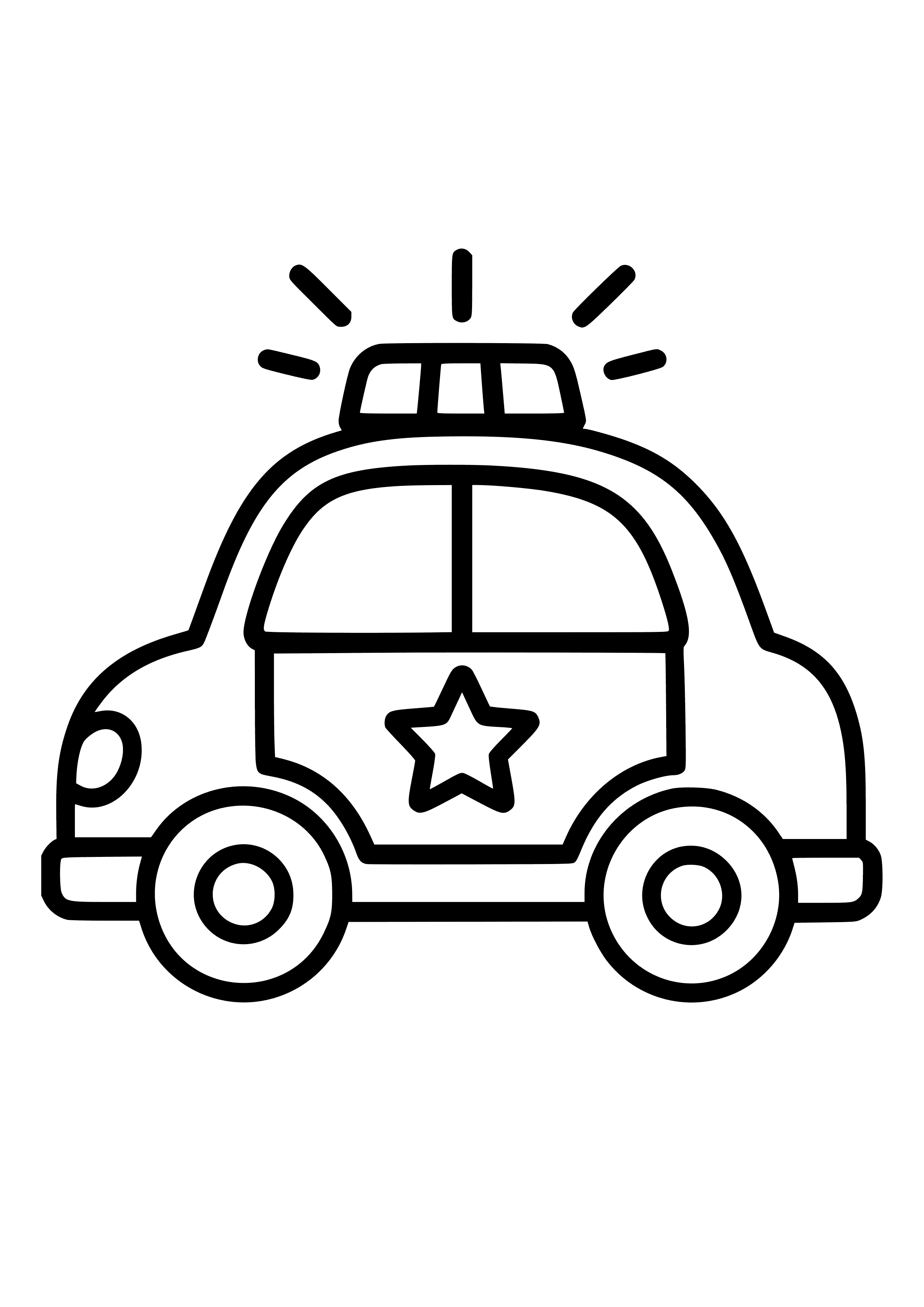Police Car with Flashing Lights Coloring Page
