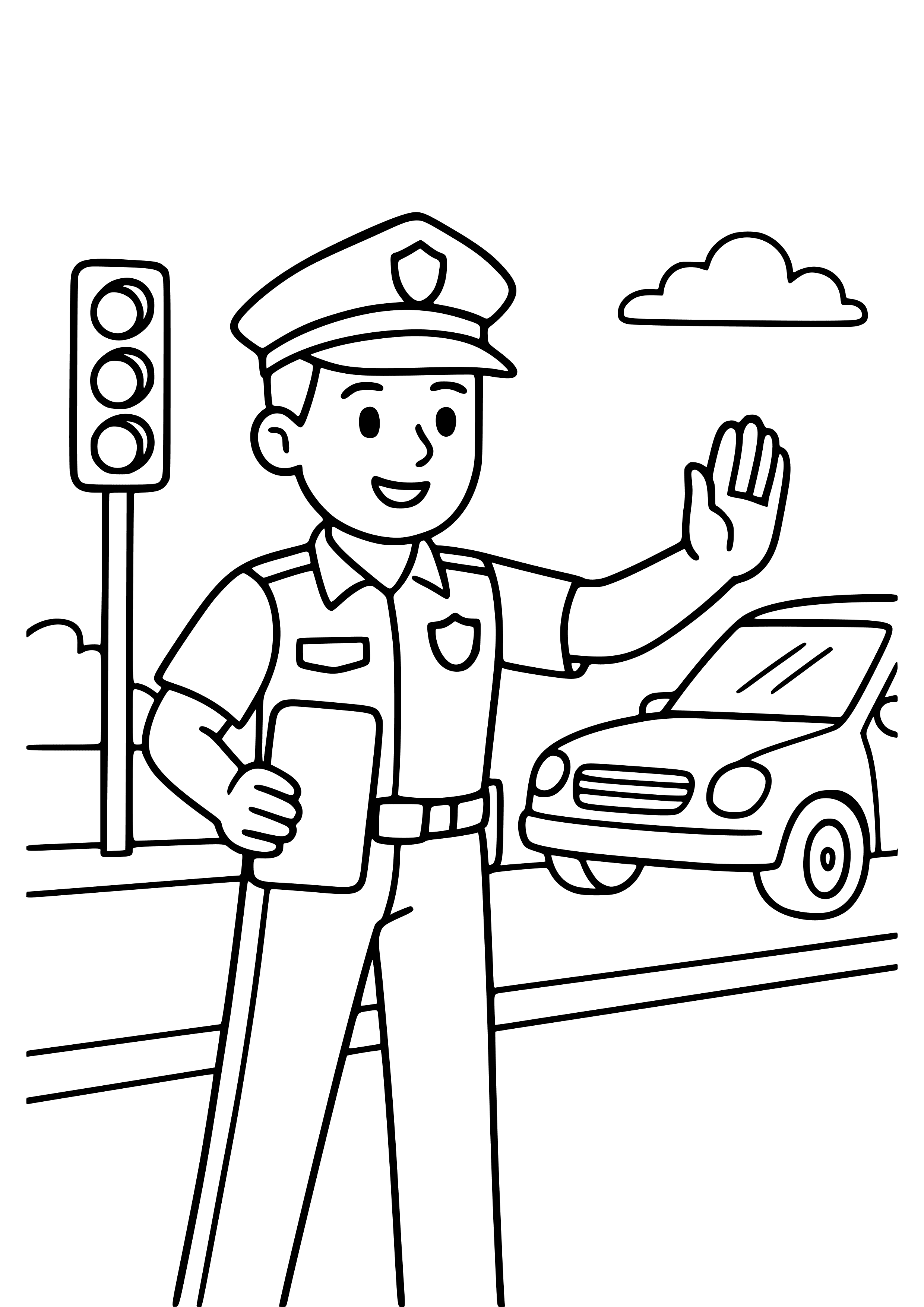 Police Officer Directing Traffic Coloring Page