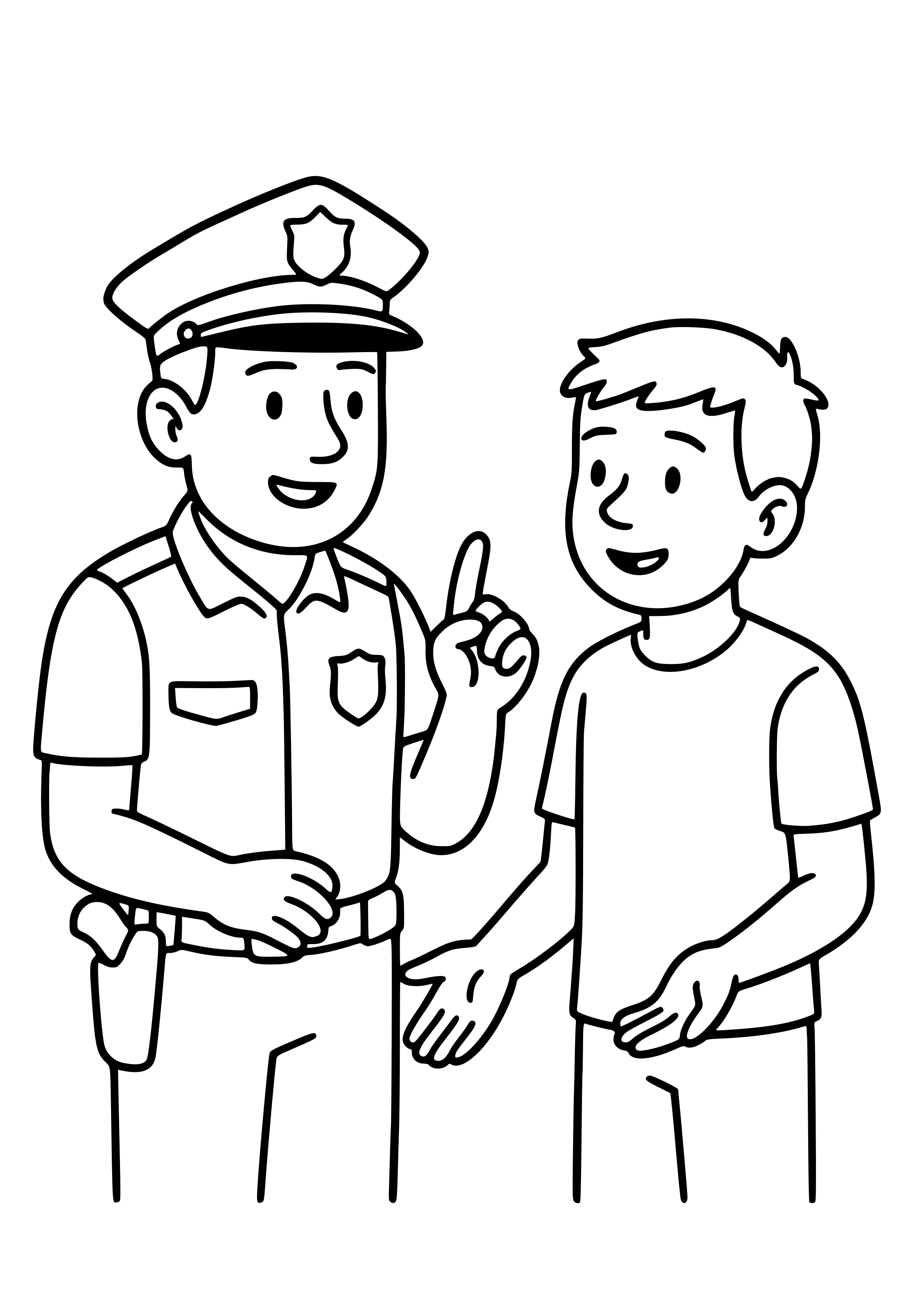 Police Officer Explaining the Law to a Citizen Coloring Page