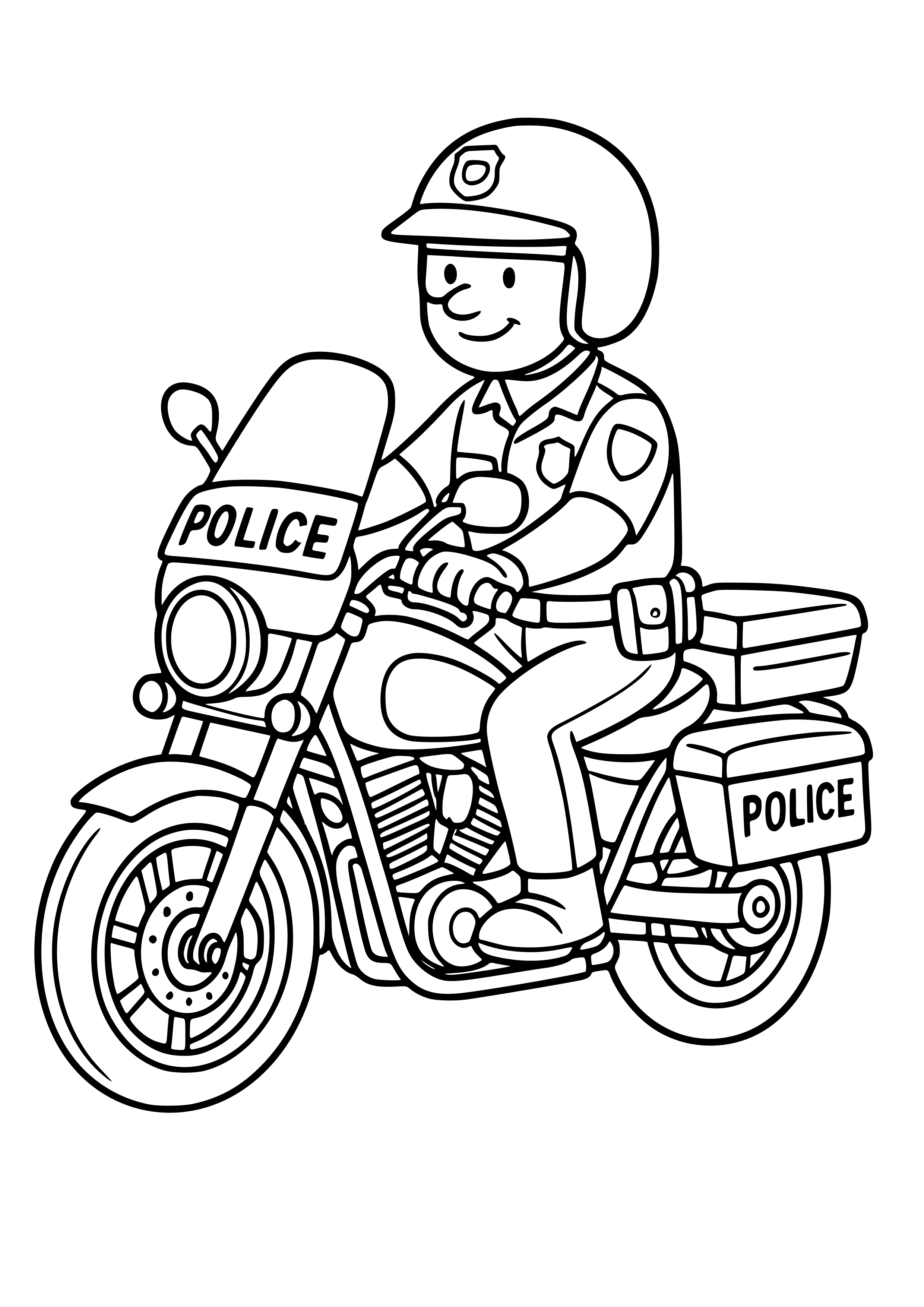 Police Officer on a Motorcycle Coloring Page