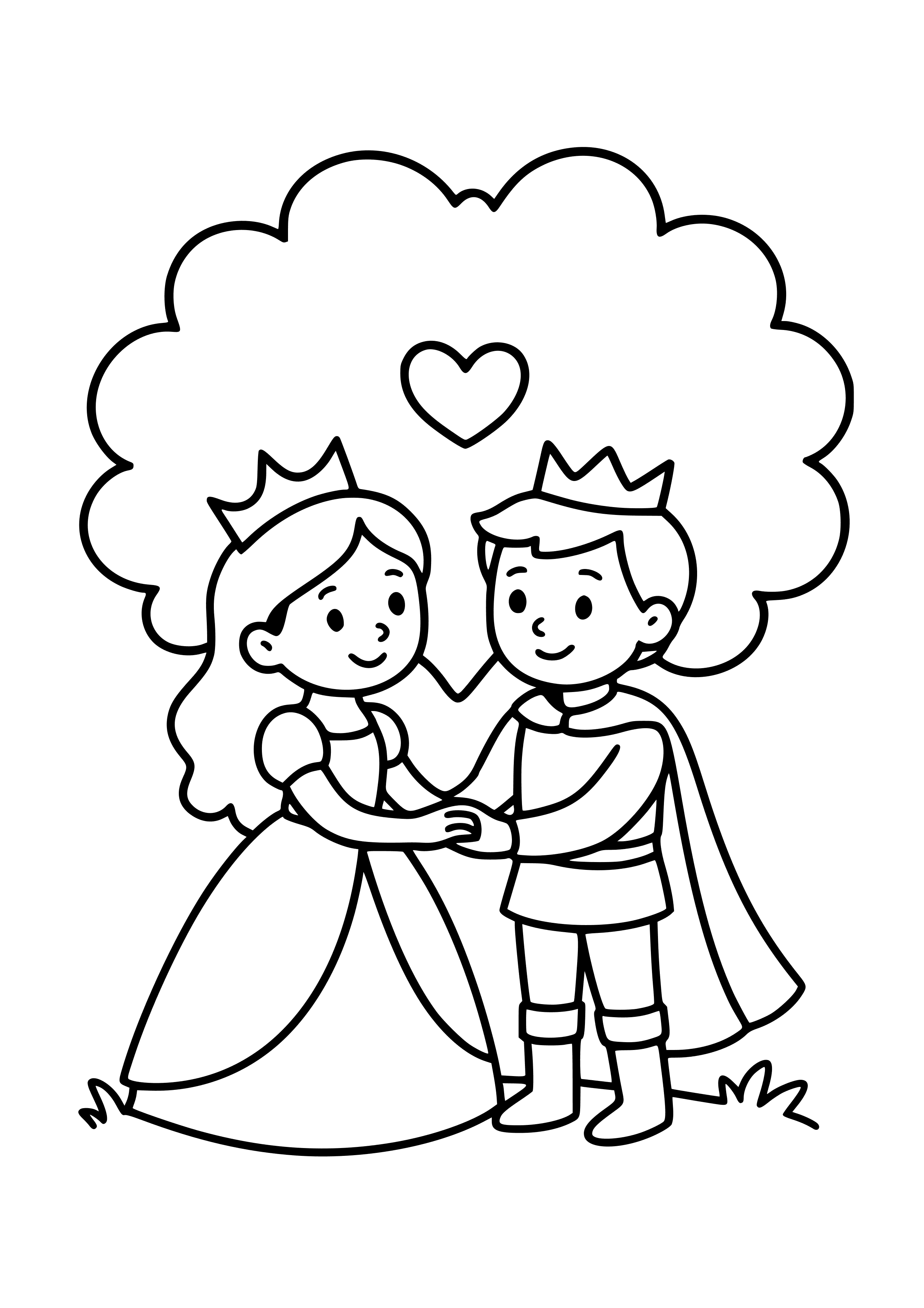 Prince and Princess Under a Tree Coloring Page