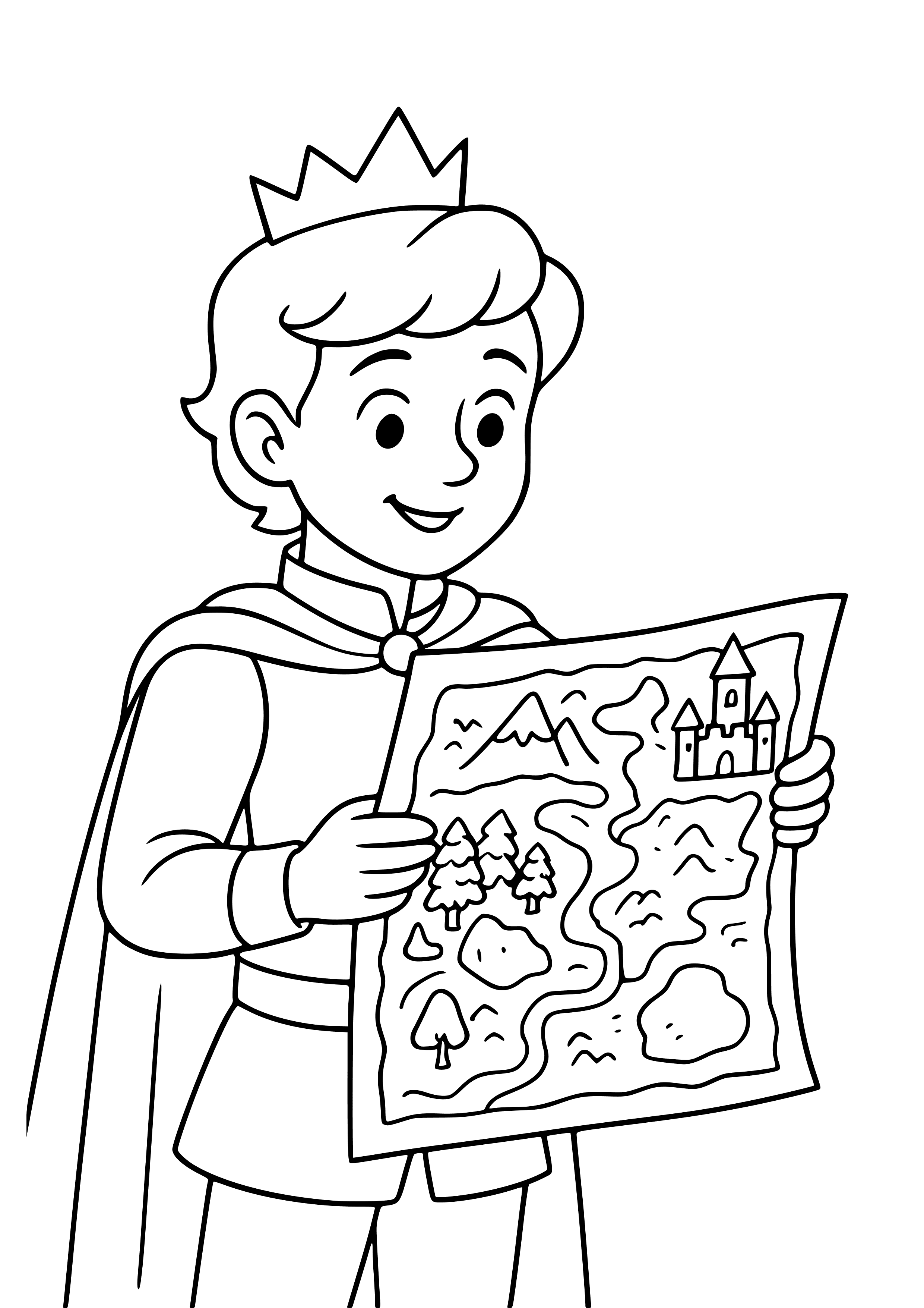 Prince with a Map of Hidden Realms Coloring Page