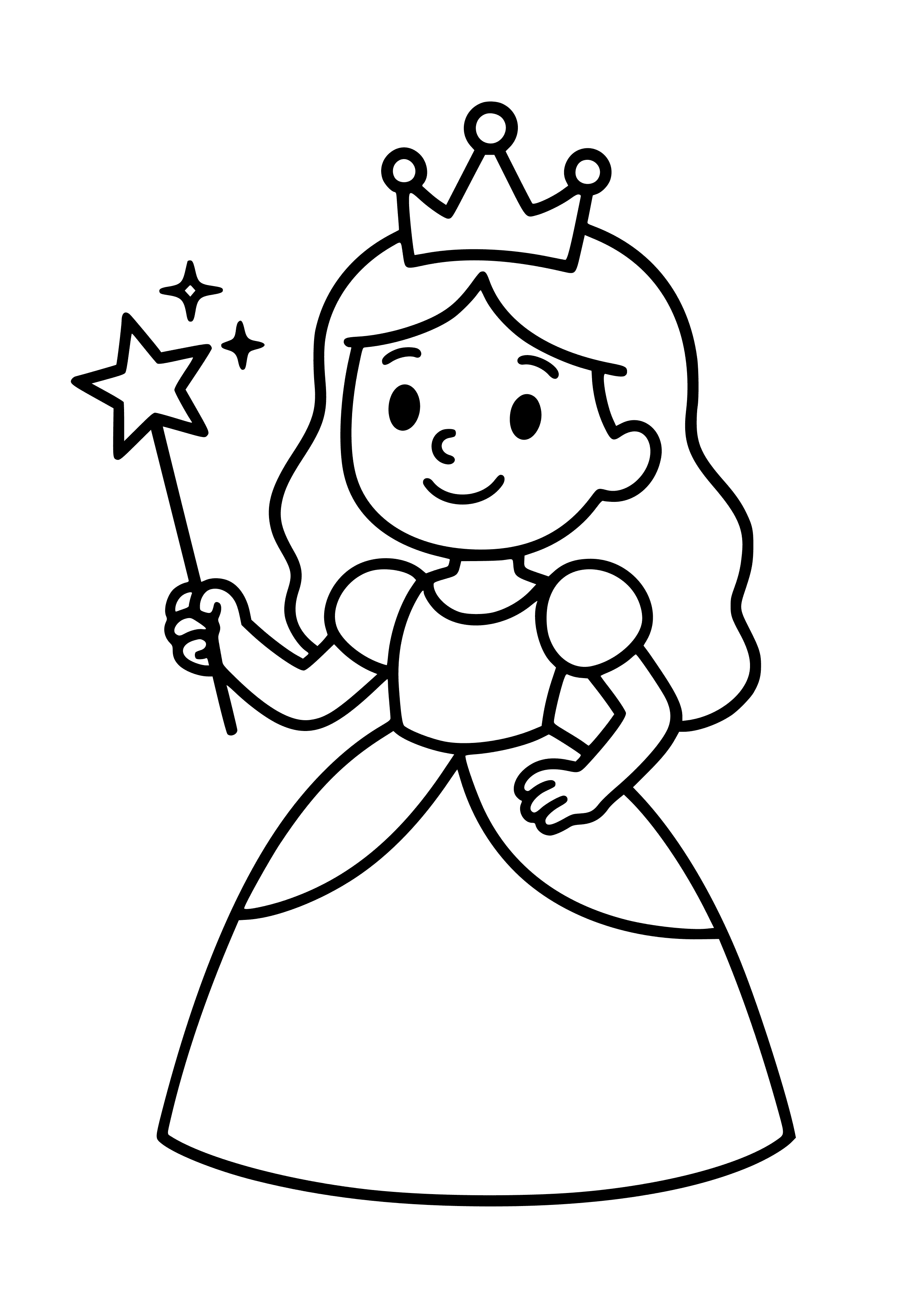 Princess Holding a Magic Wand Coloring Page