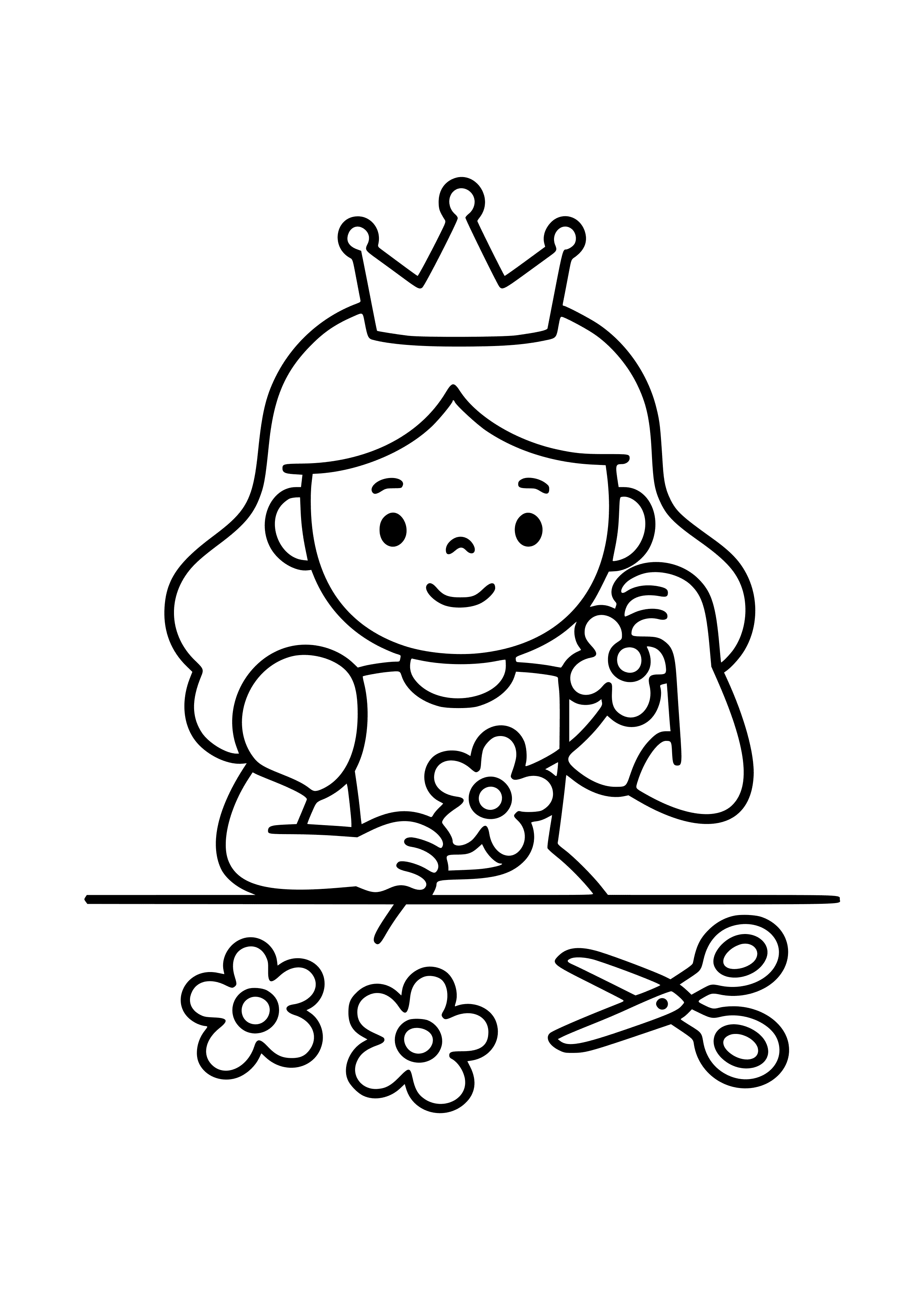 Princess Making a Flower Crown Coloring Page
