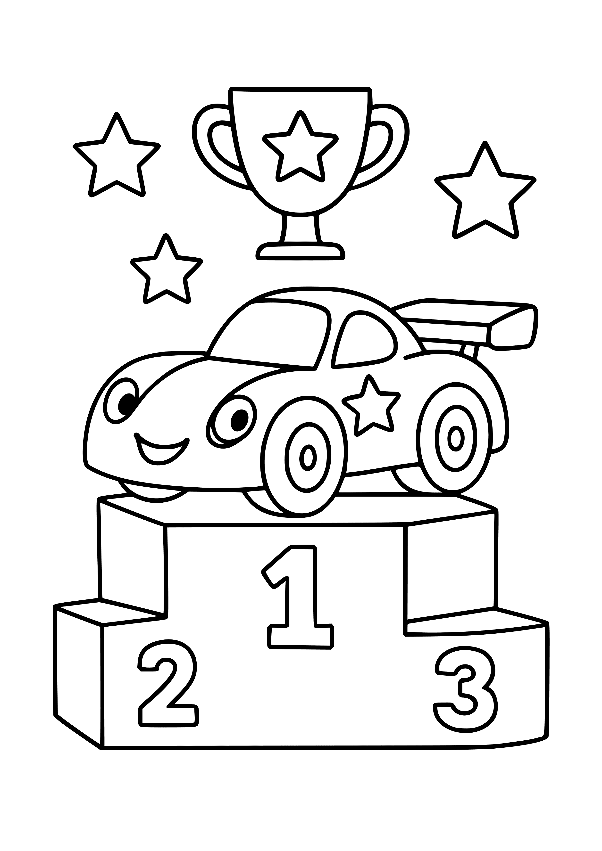 Race Car on a Winning Podium Coloring Page