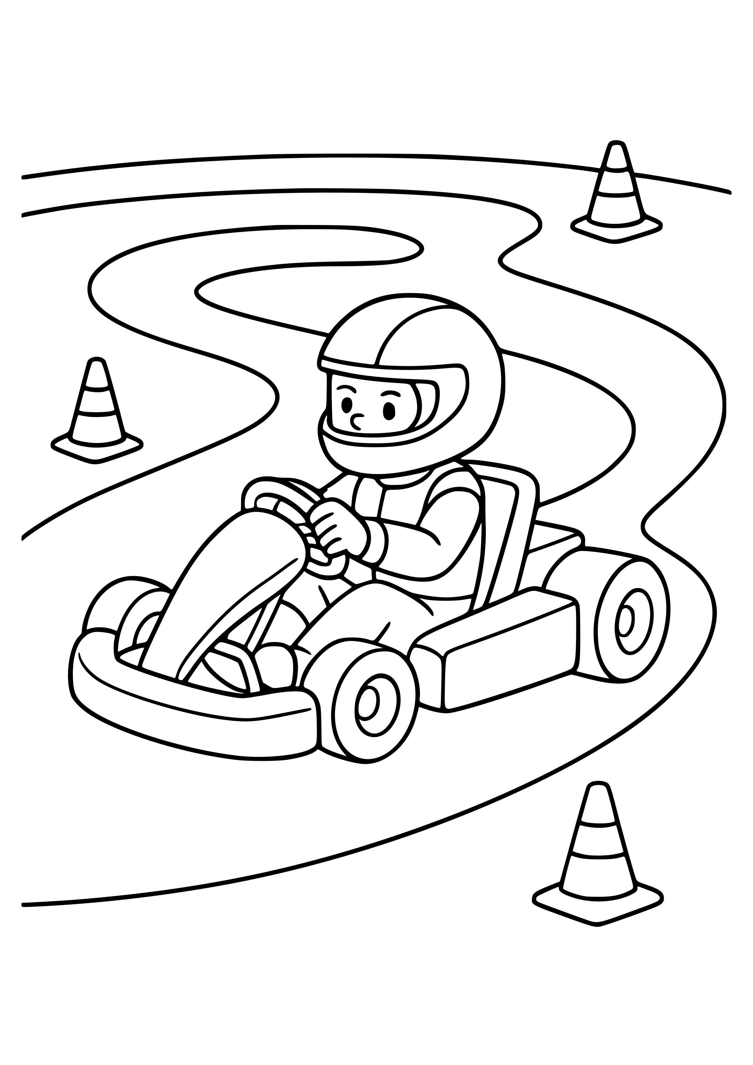 Racing Go-kart on a Mini Track Coloring Page