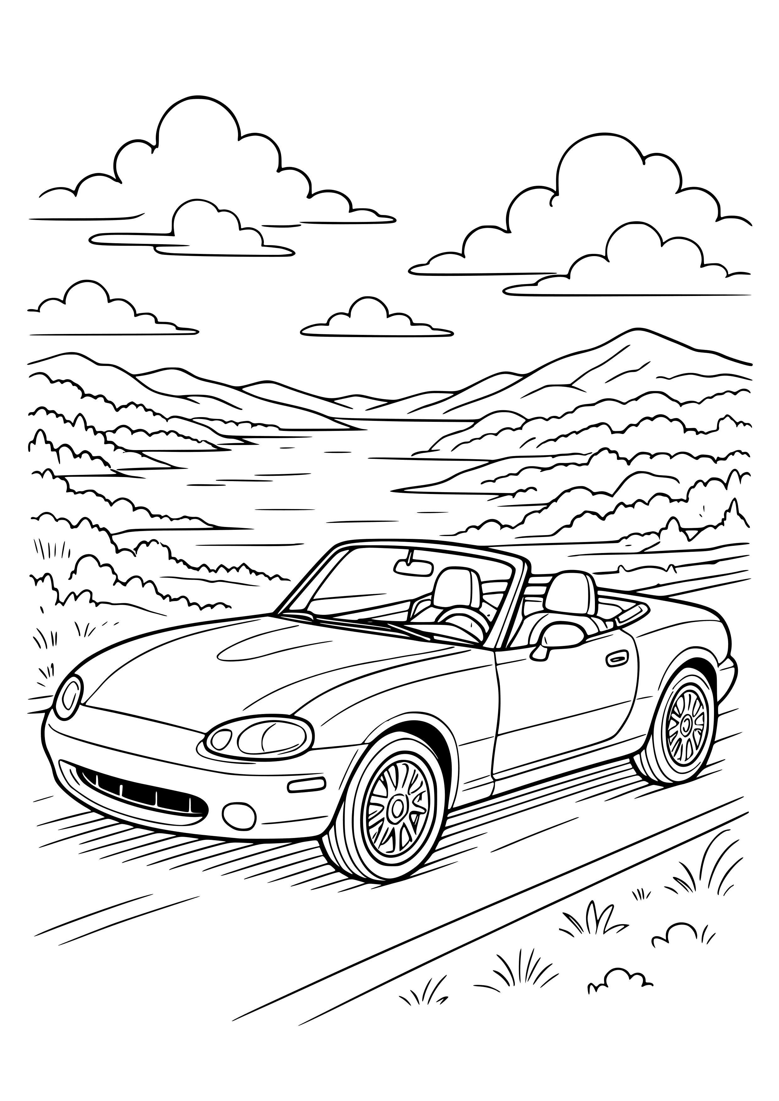 Roadster with a Scenic View Coloring Page