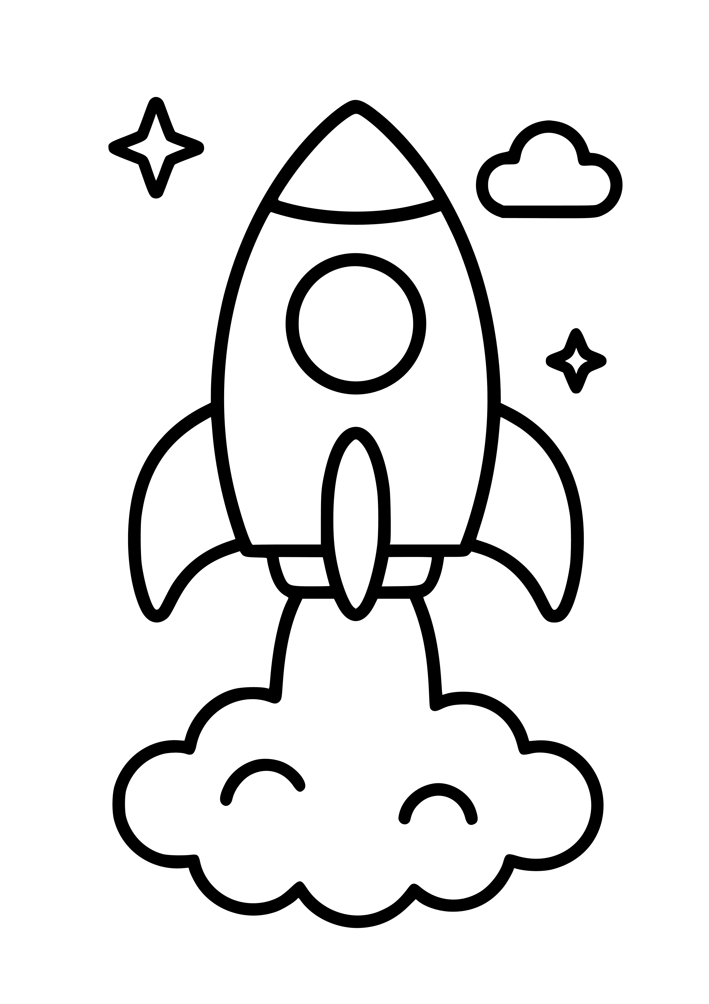 Rocket Ship Blasting Off Coloring Page