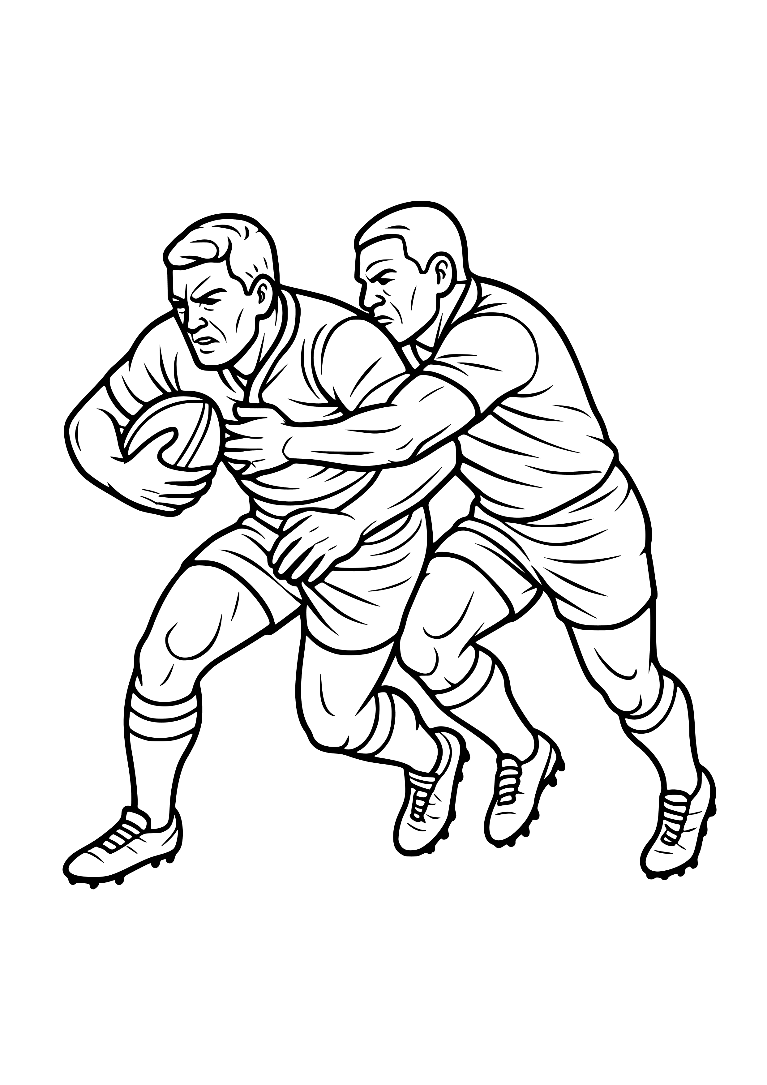 Rugby Player Tackling Coloring Page