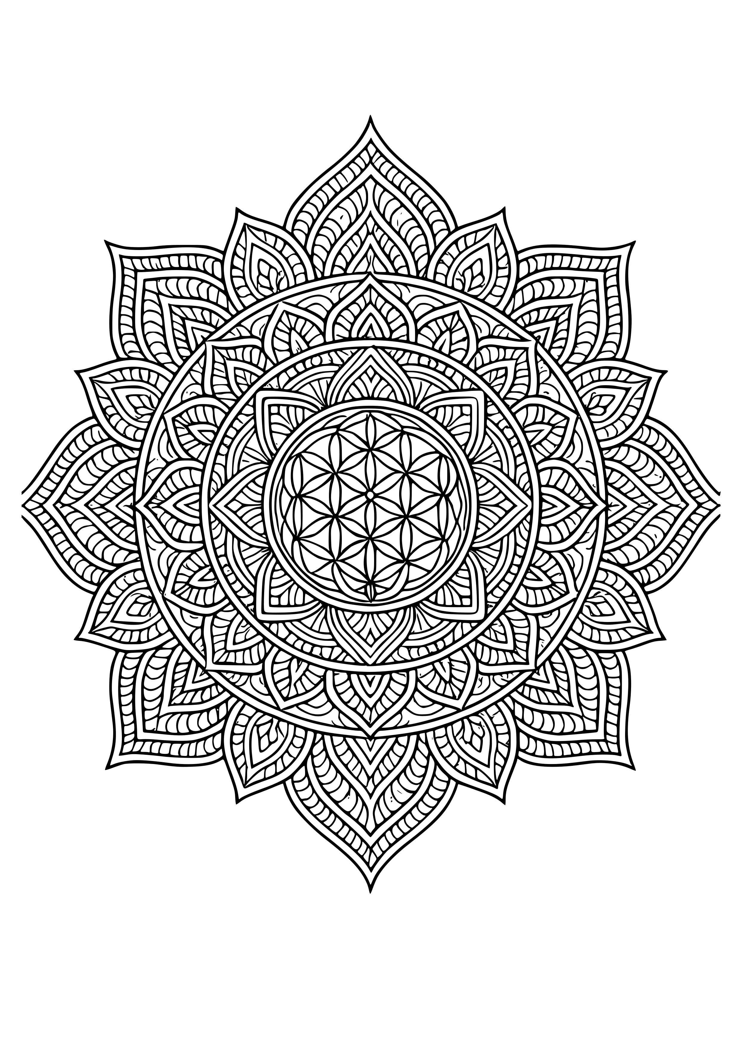 Sacred Geometry Patterns Coloring Page