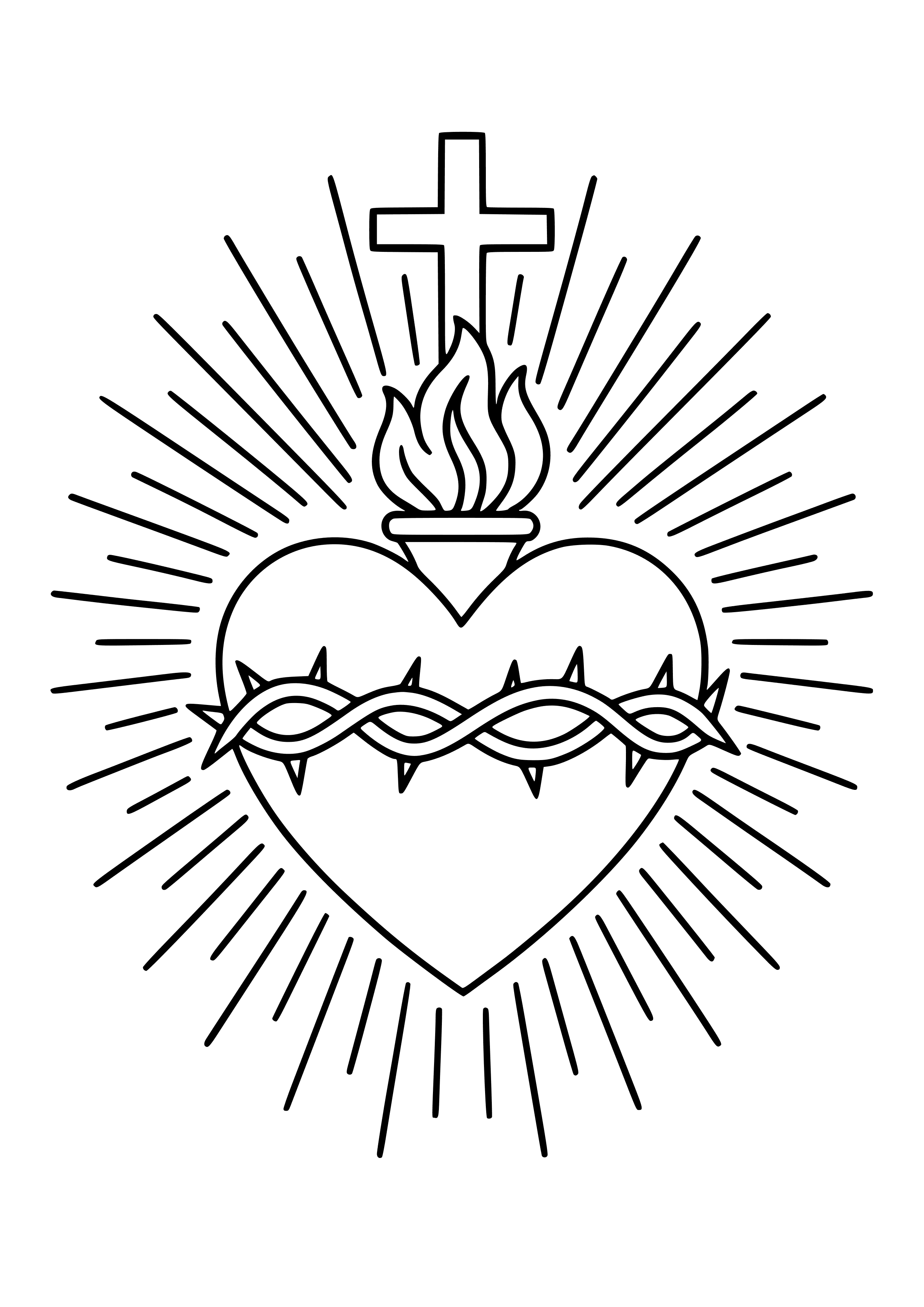 Sacred Heart with Rays of Light Coloring Page