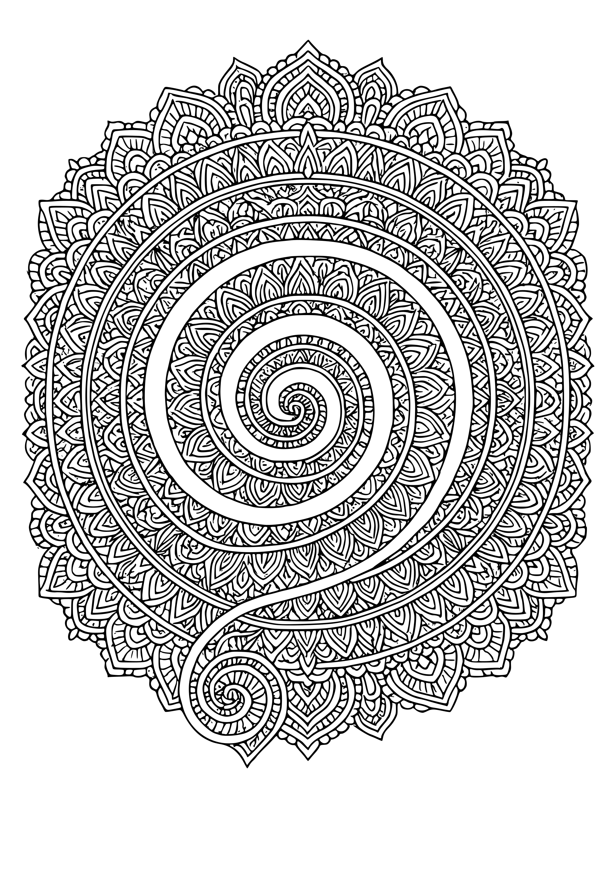 Sacred Spiral Design Coloring Page