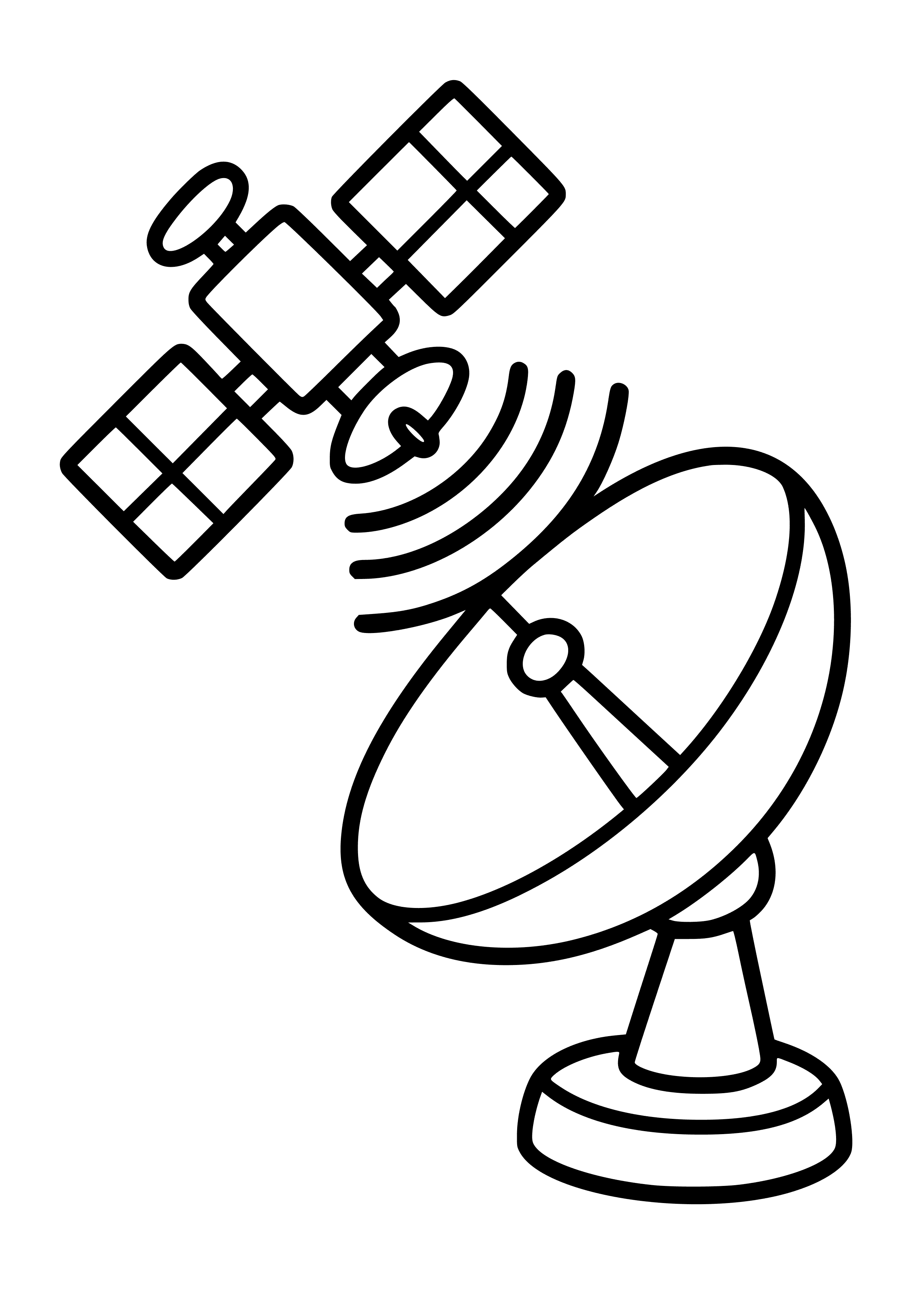 Satellite Dish Receiving Signals Coloring Page