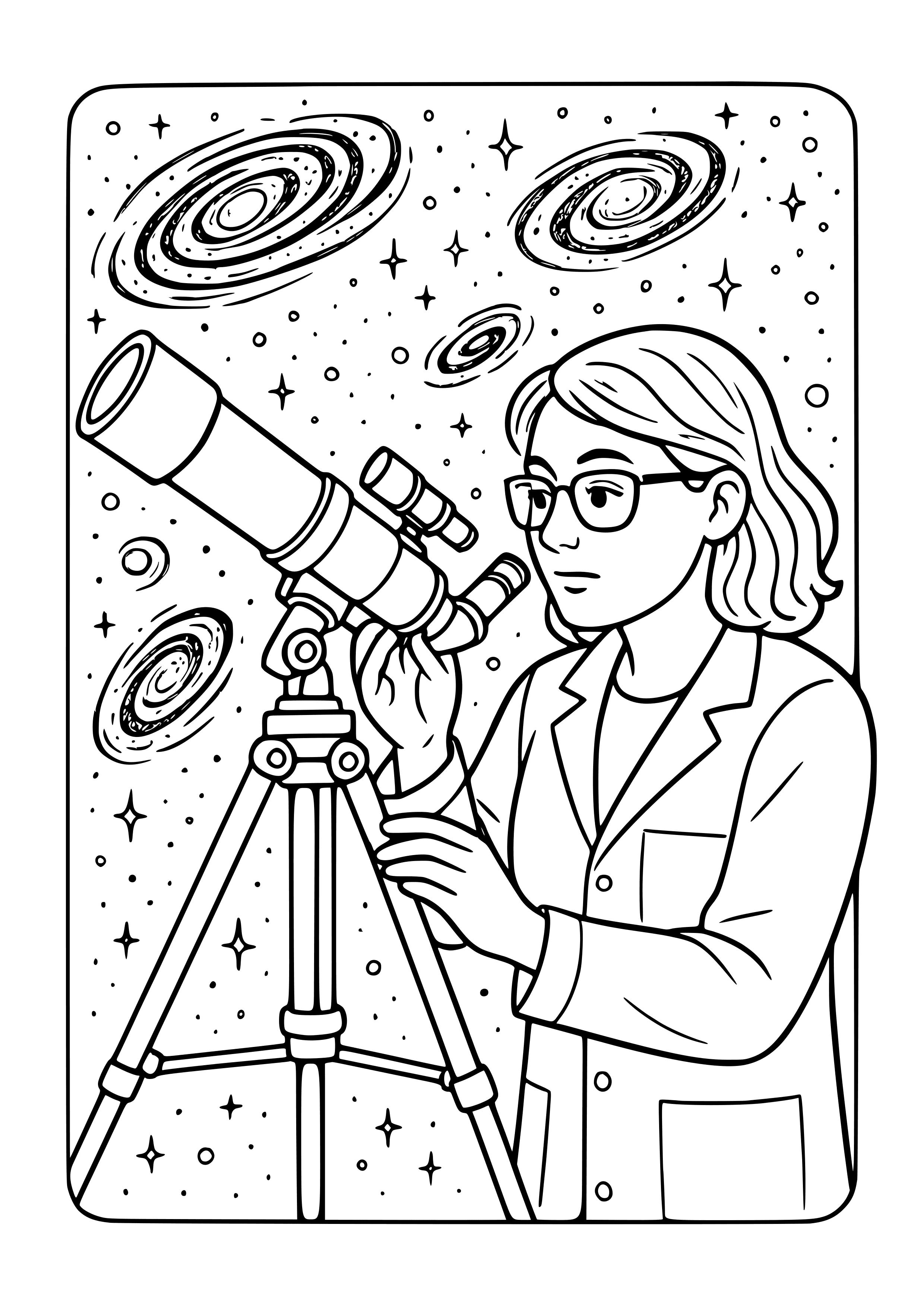 Scientist Studying Distant Galaxies Coloring Page