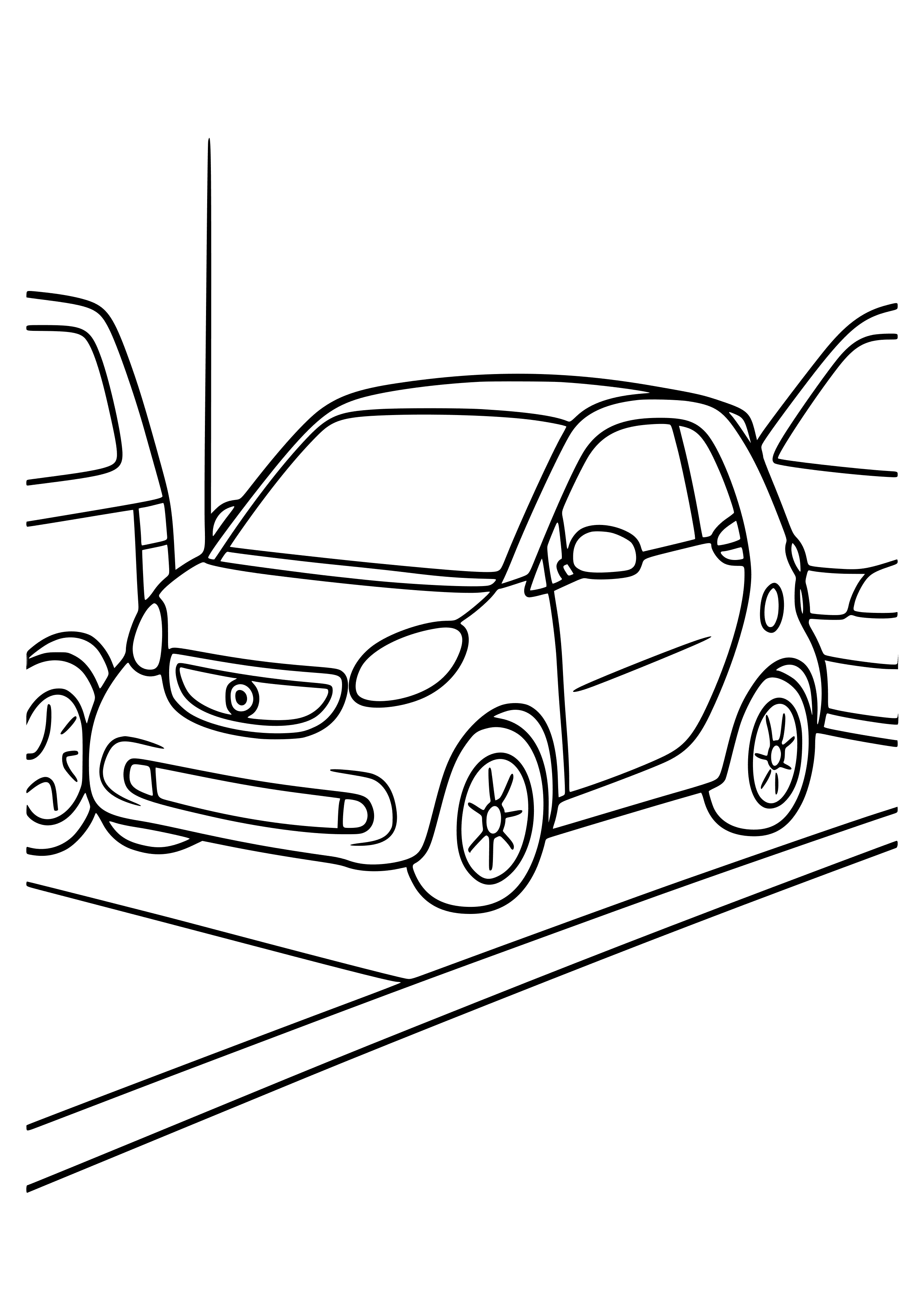 Smart Car Parked in a Tight Spot Coloring Page