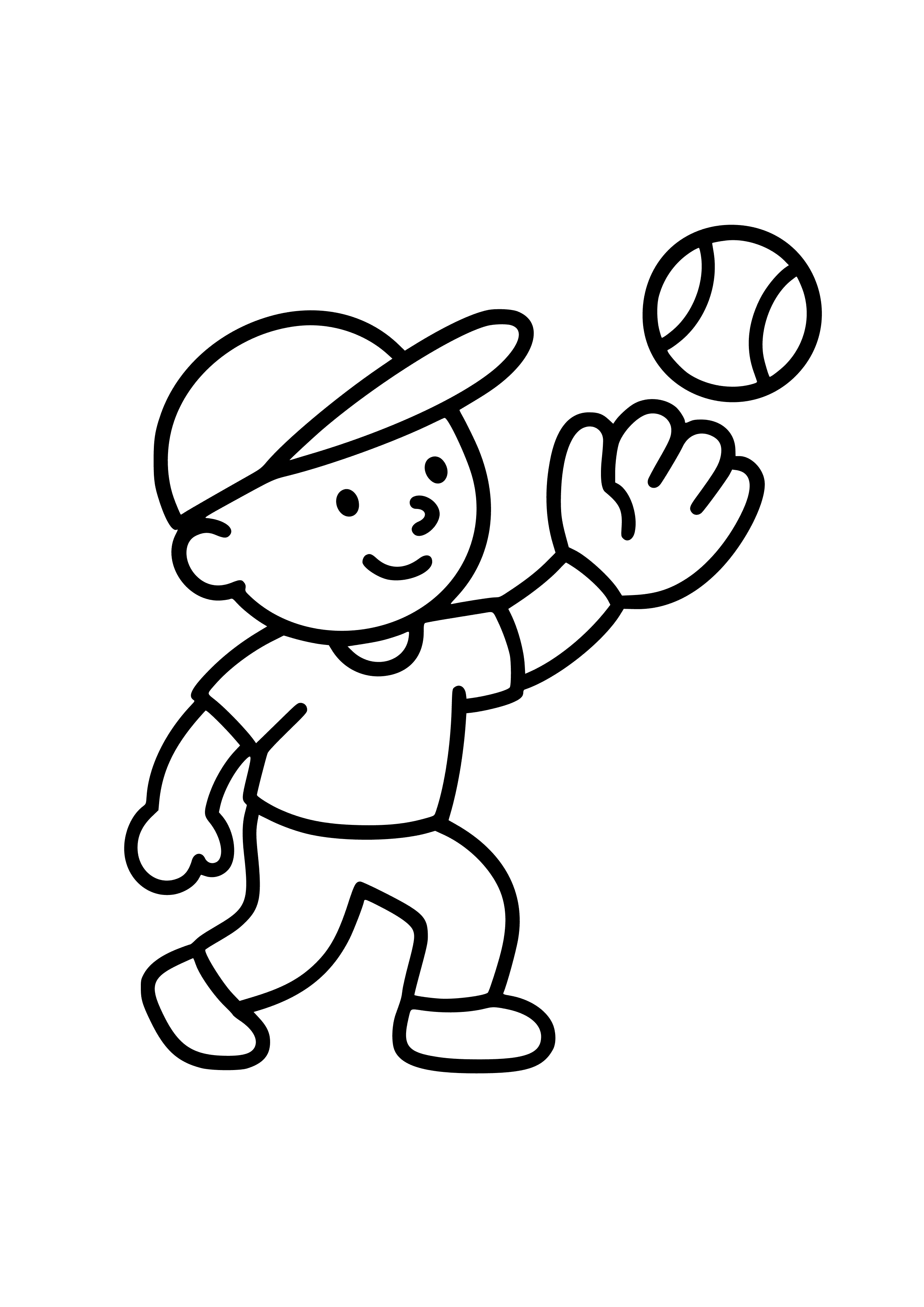 Softball Player Catching a Ball Coloring Page