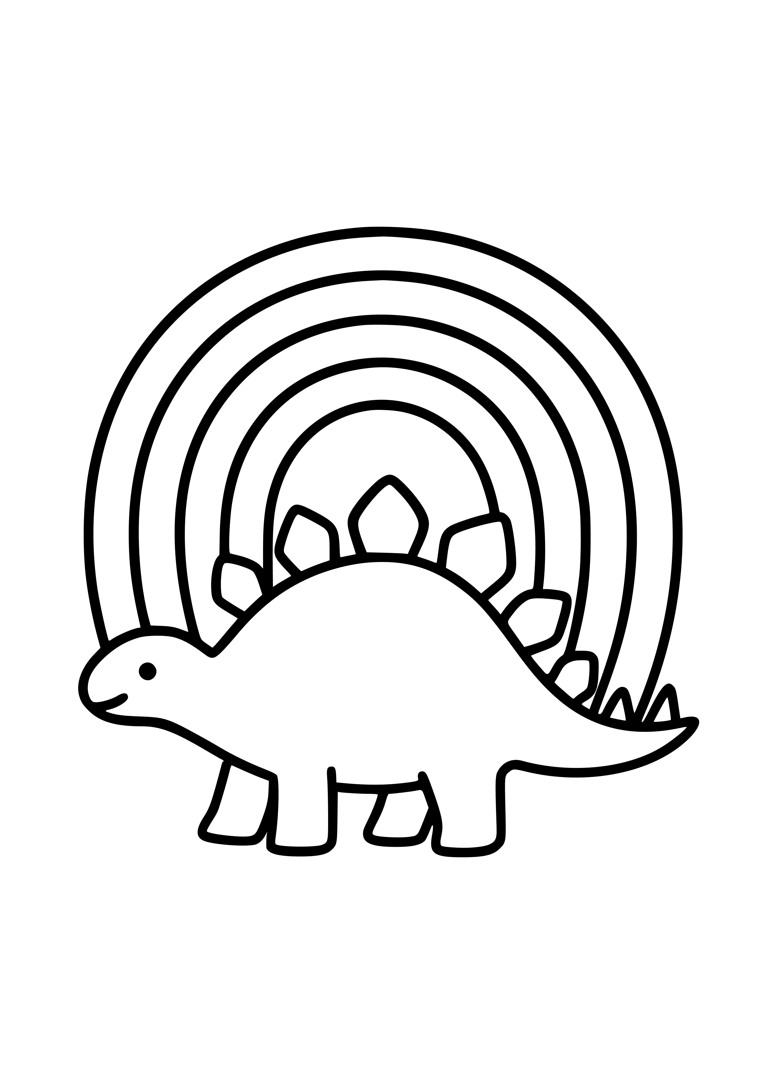 Stegosaurus with a Rainbow Background Coloring Page