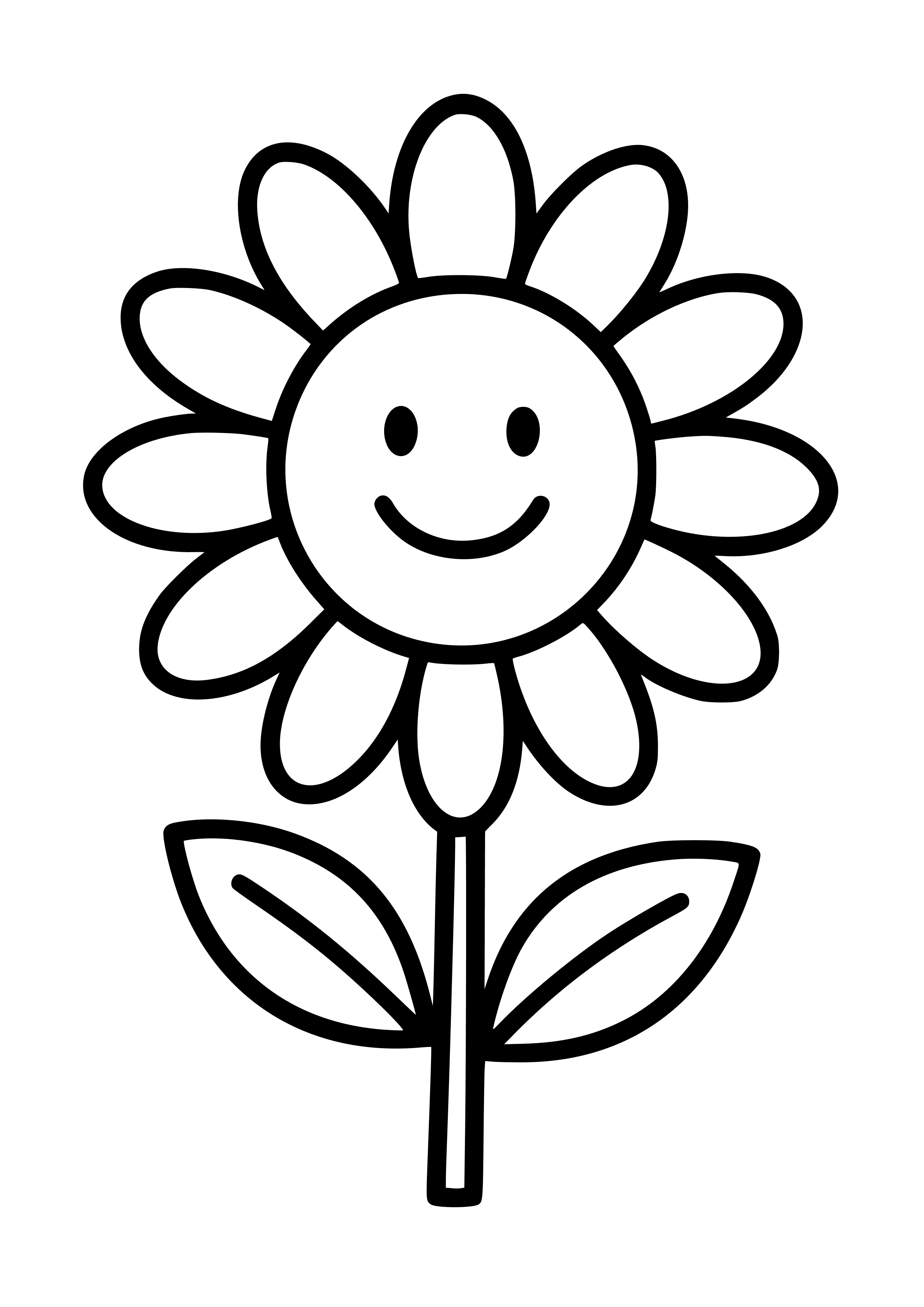 Sunflower with a Smiley Face Coloring Page