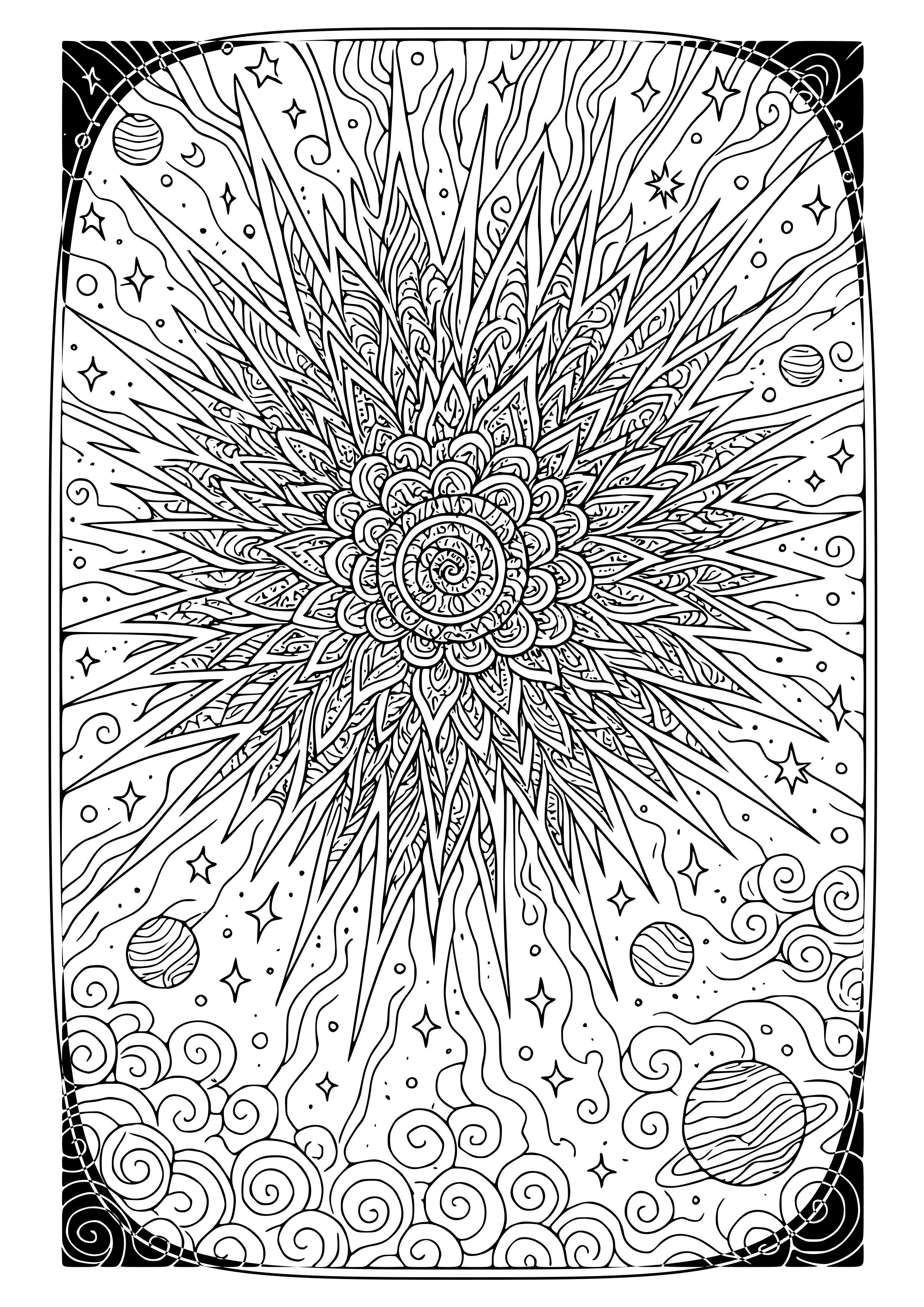 Supernova Explosion in Space Coloring Page