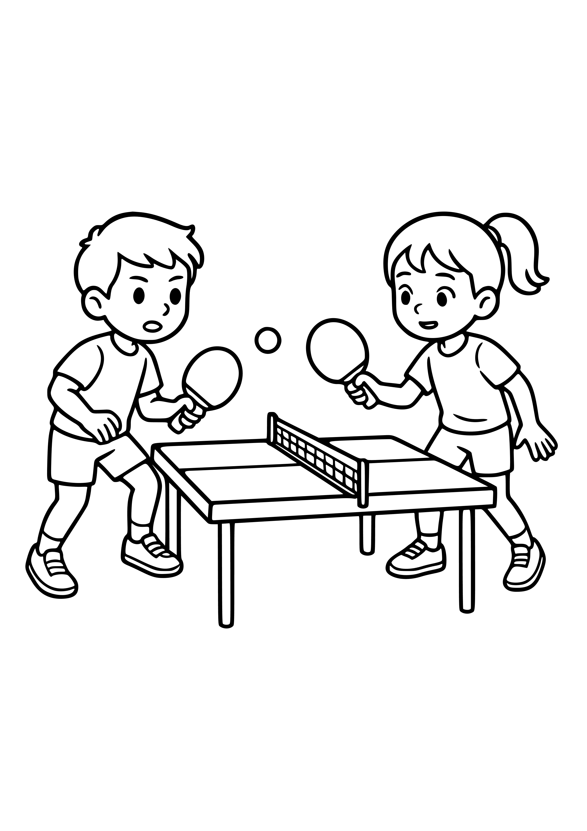 Table Tennis Players Competing Coloring Page