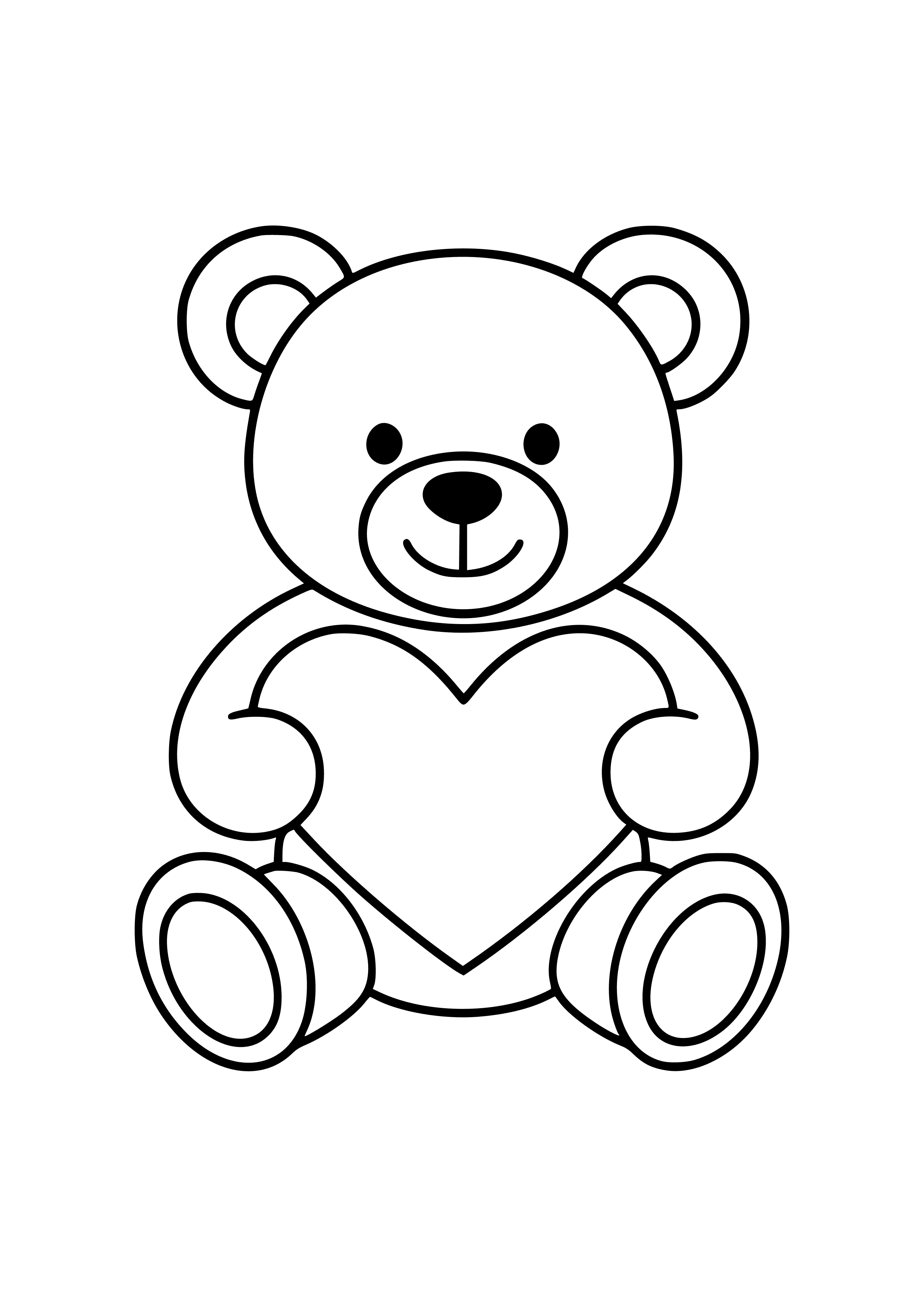 Teddy Bear with a Heart Coloring Page