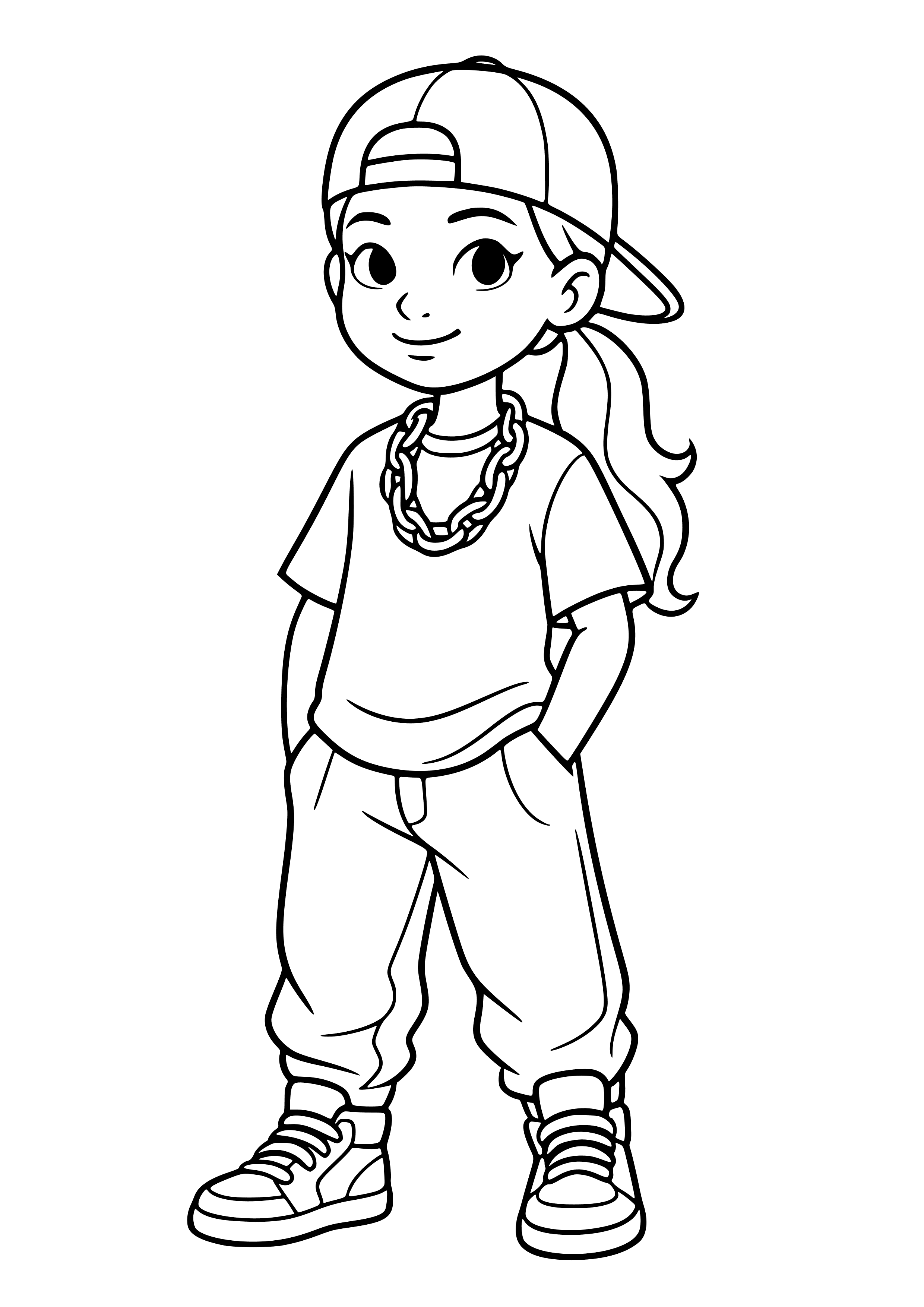 Teen Girl in a Hip-hop Outfit Coloring Page