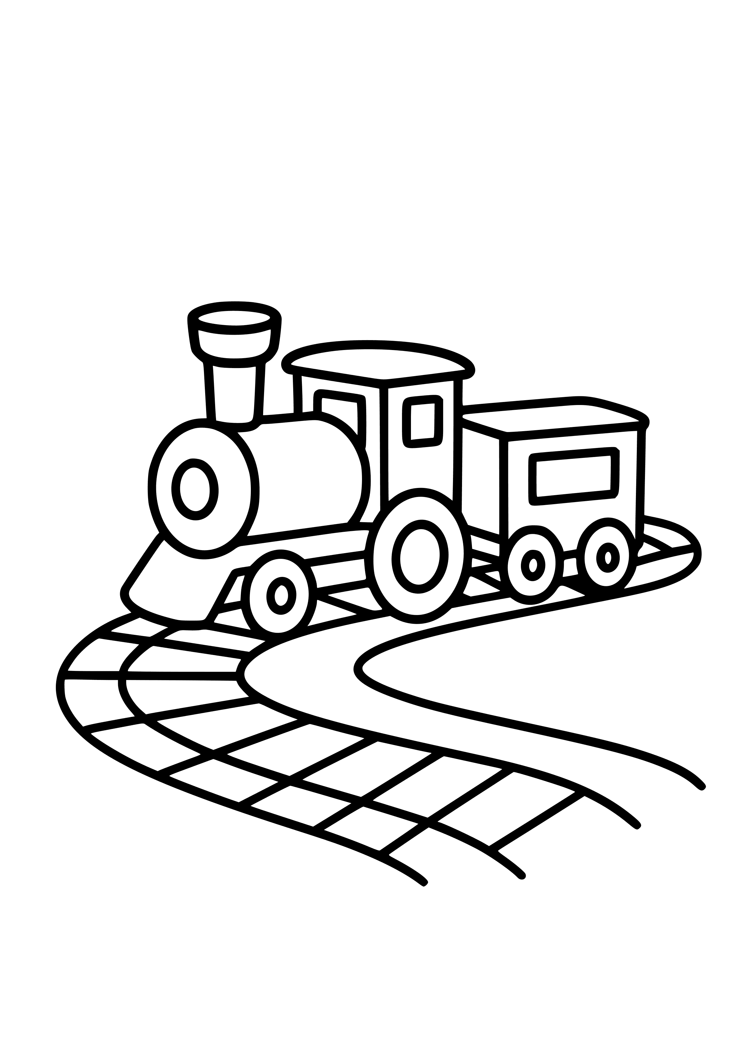 Toy Train on a Winding Track Coloring Page