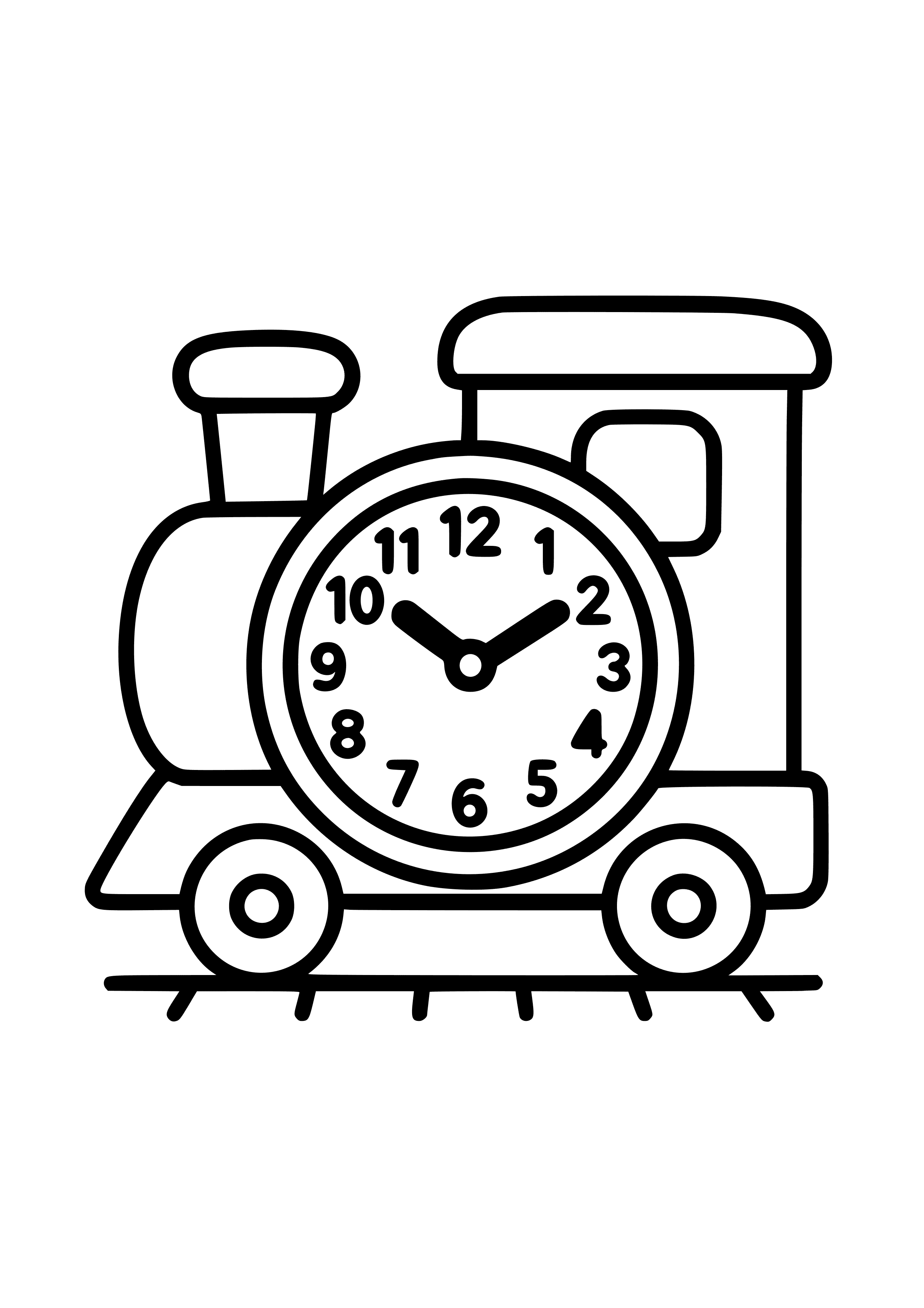Train with a Giant Clock on Its Side Coloring Page