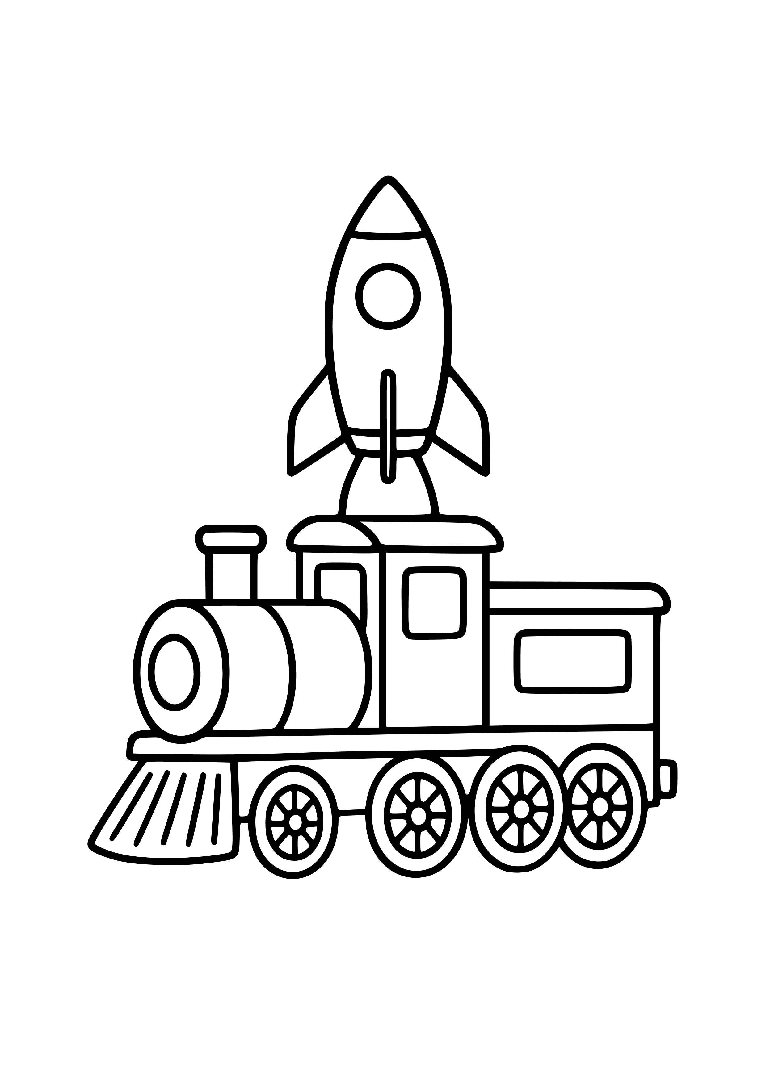 Train with a Rocket on Top Coloring Page