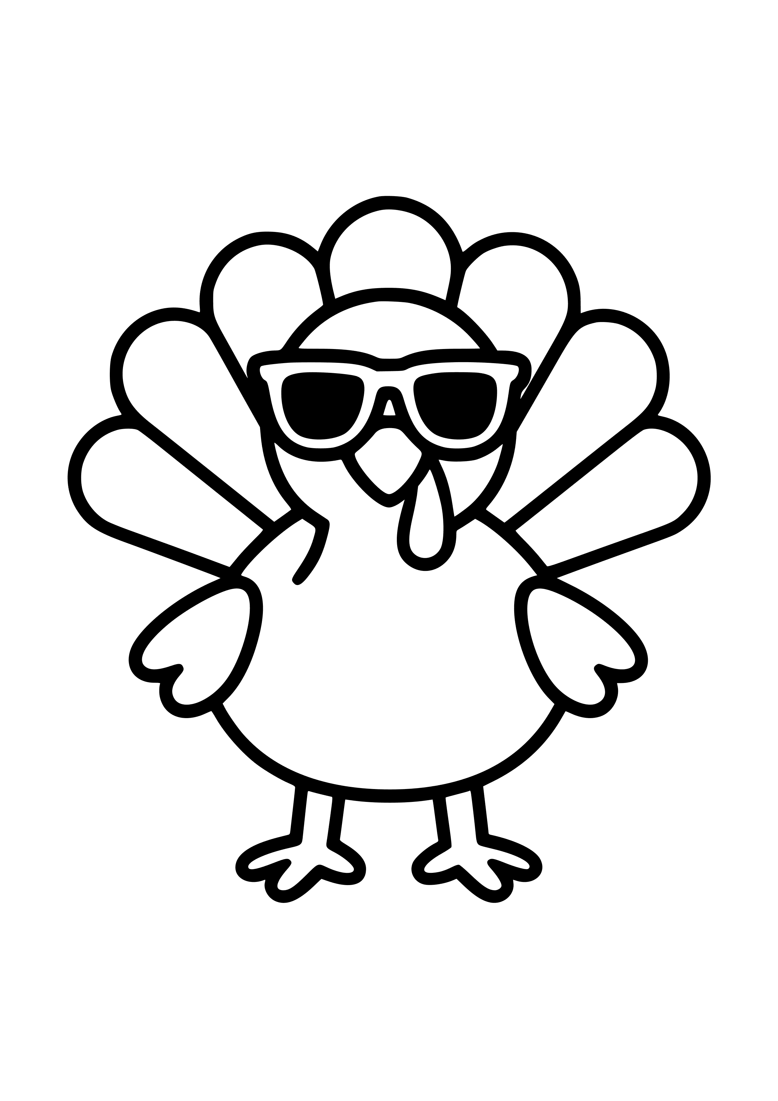 Turkey Wearing Sunglasses Coloring Page