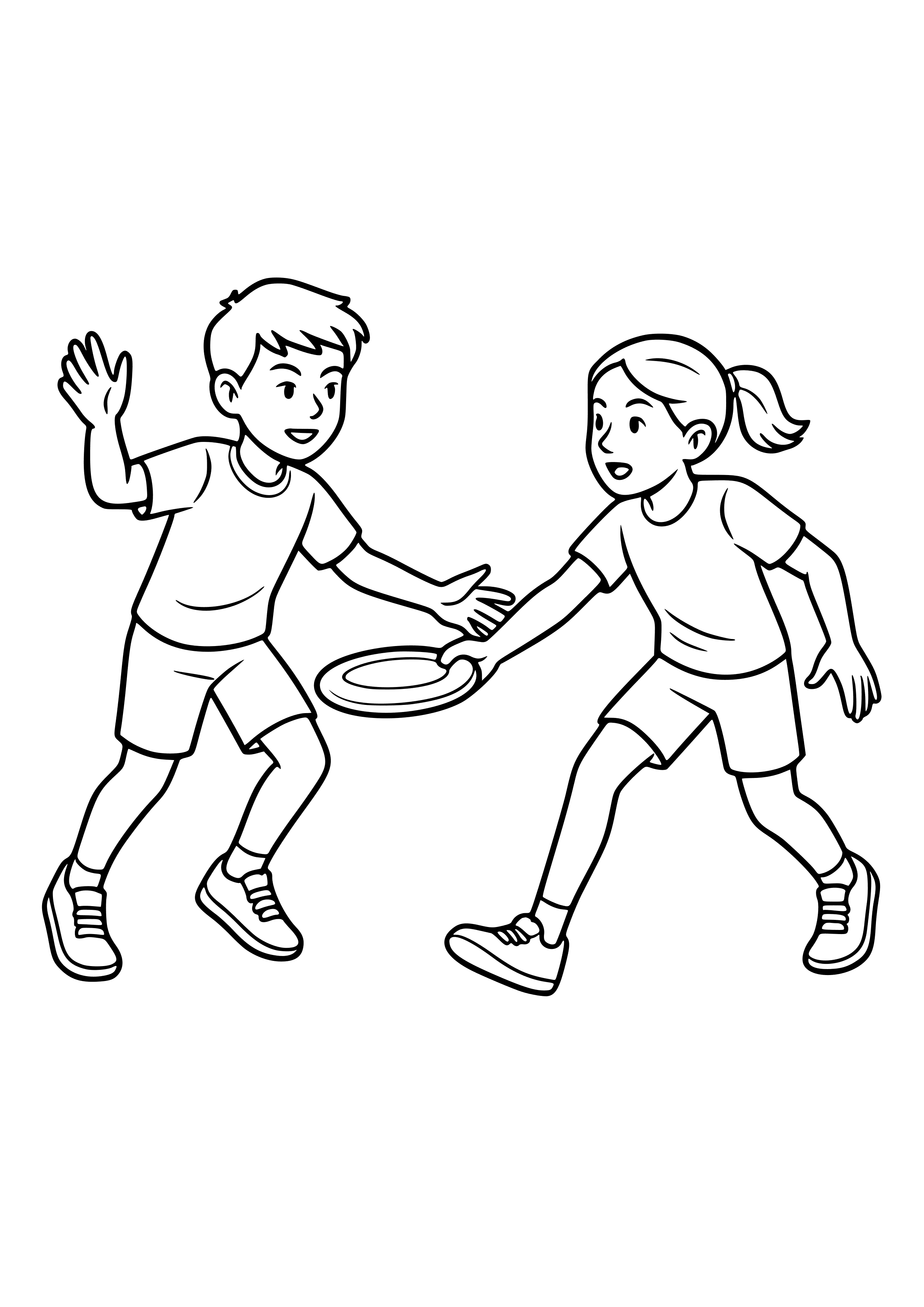 Ultimate Frisbee Players Throwing Coloring Page