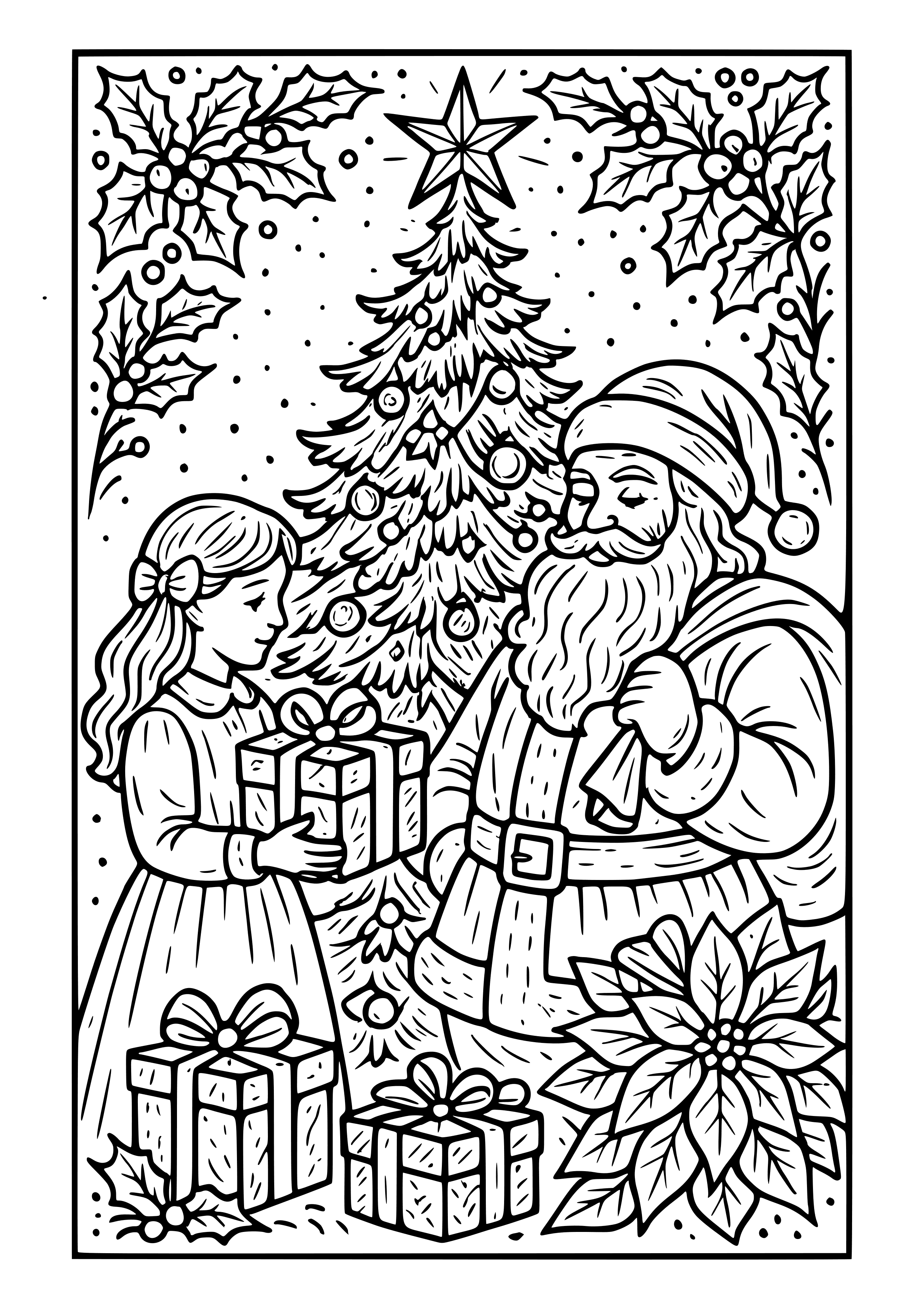 Vintage Christmas Card Design Coloring Page