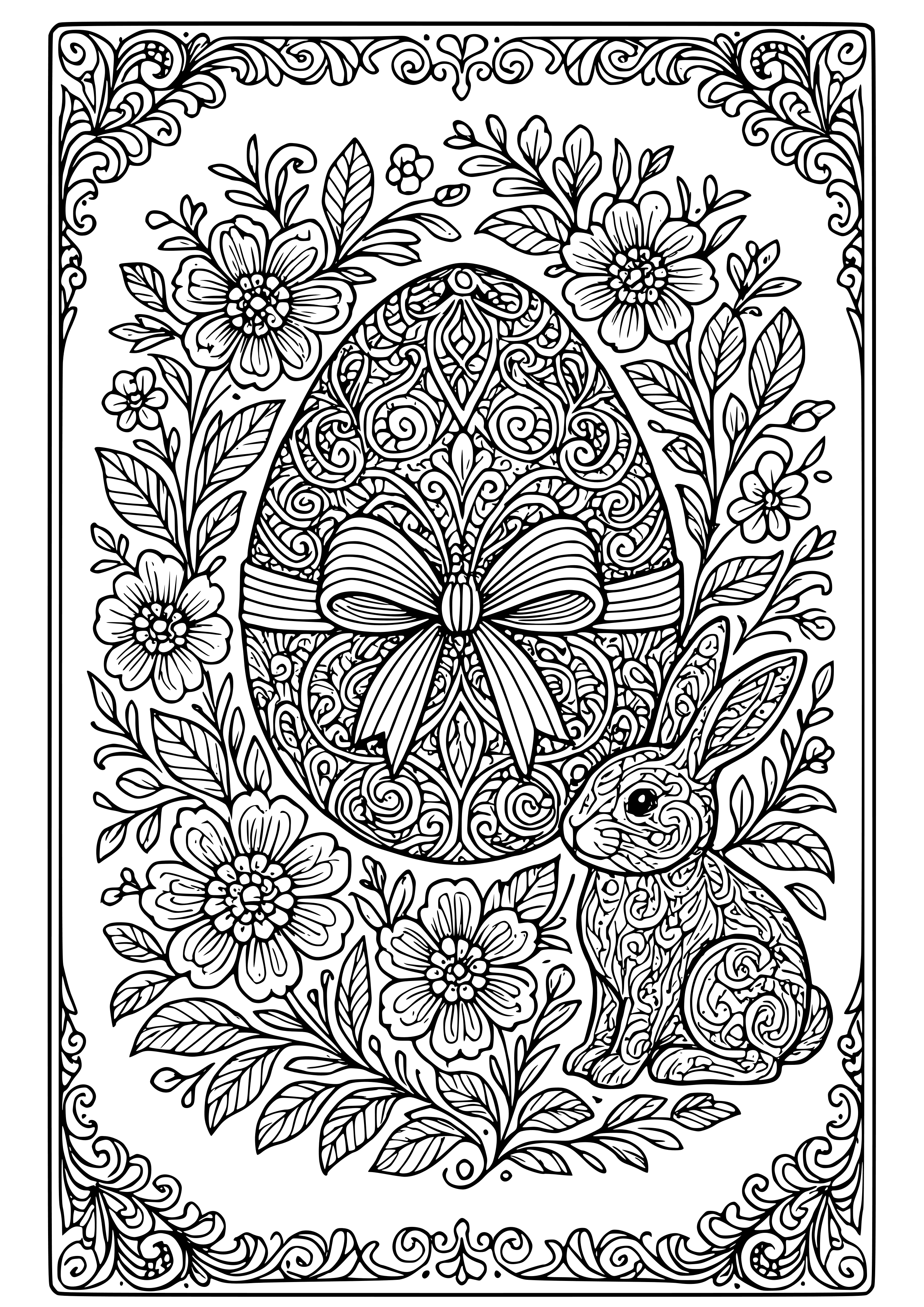 Vintage Easter Card Design Coloring Page
