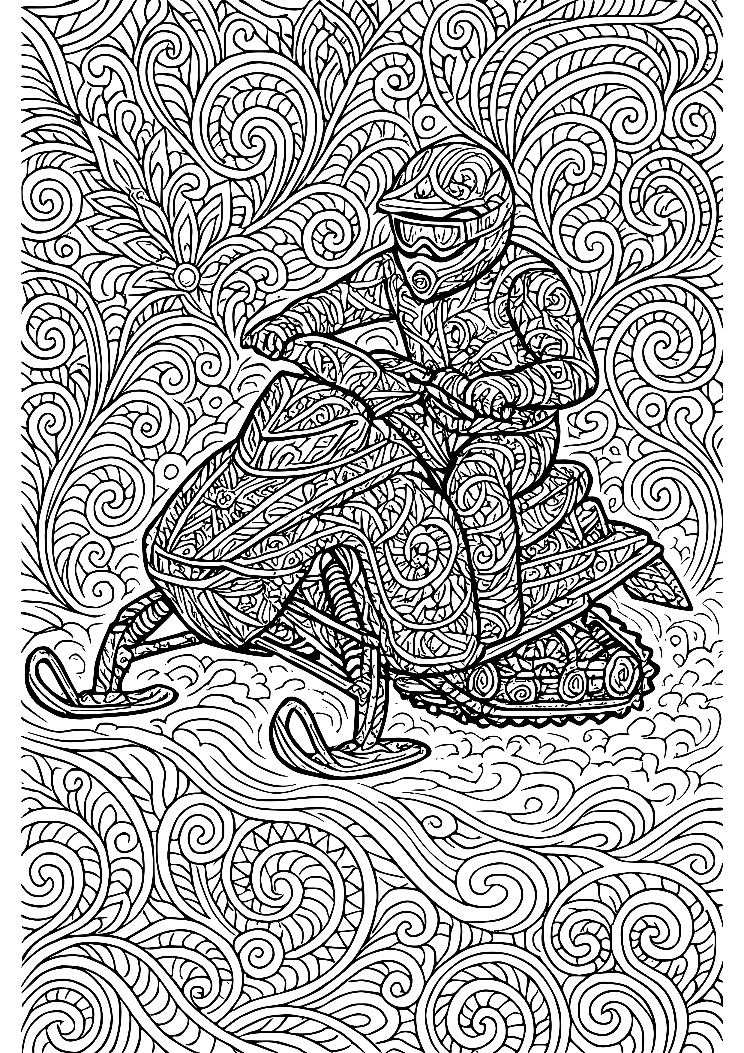 Vivid Snowmobile Racing Coloring Page