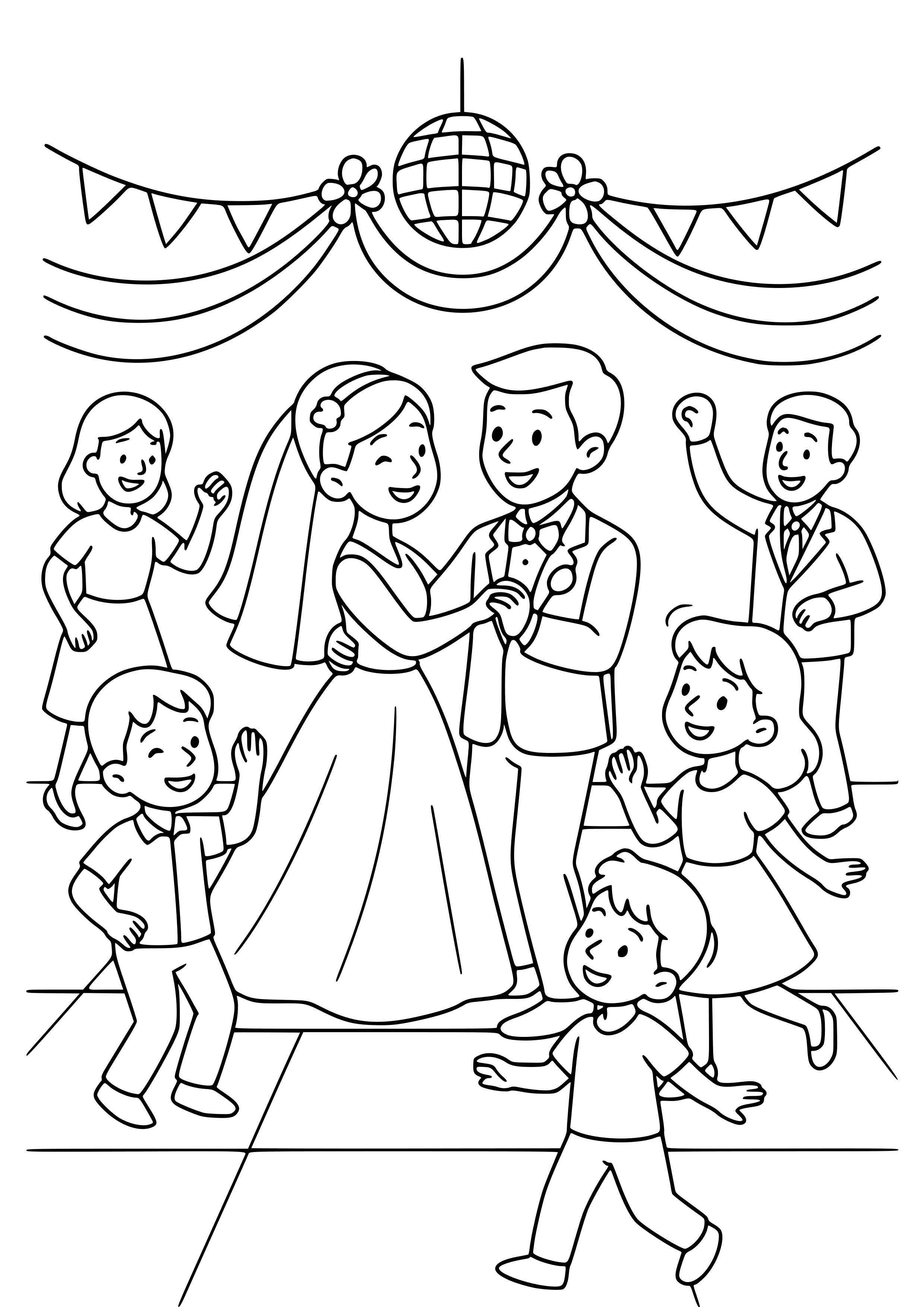 Wedding Dance Floor with Guests Coloring Page