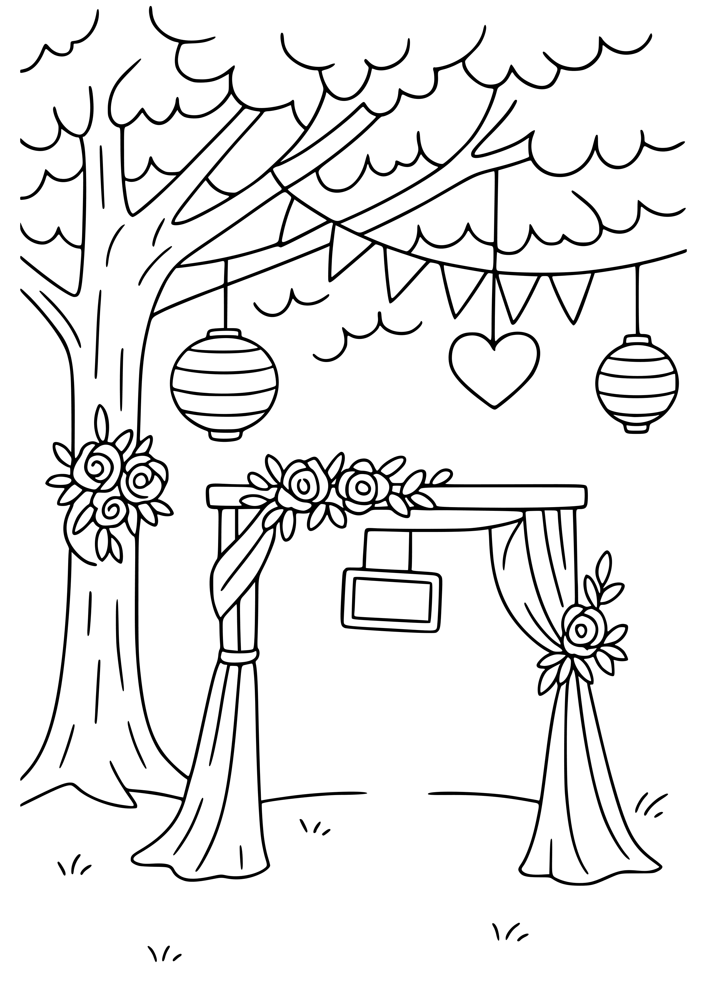 Wedding Decorations Hanging From Trees Coloring Page